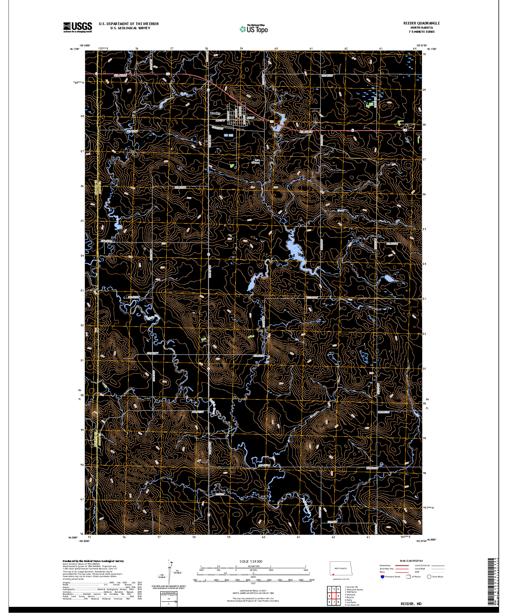 US TOPO 7.5-MINUTE MAP FOR REEDER, ND