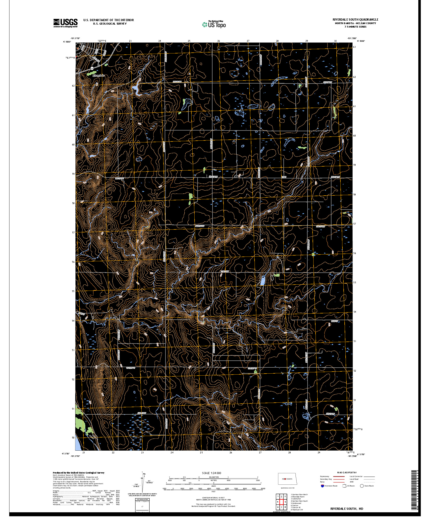 US TOPO 7.5-MINUTE MAP FOR RIVERDALE SOUTH, ND