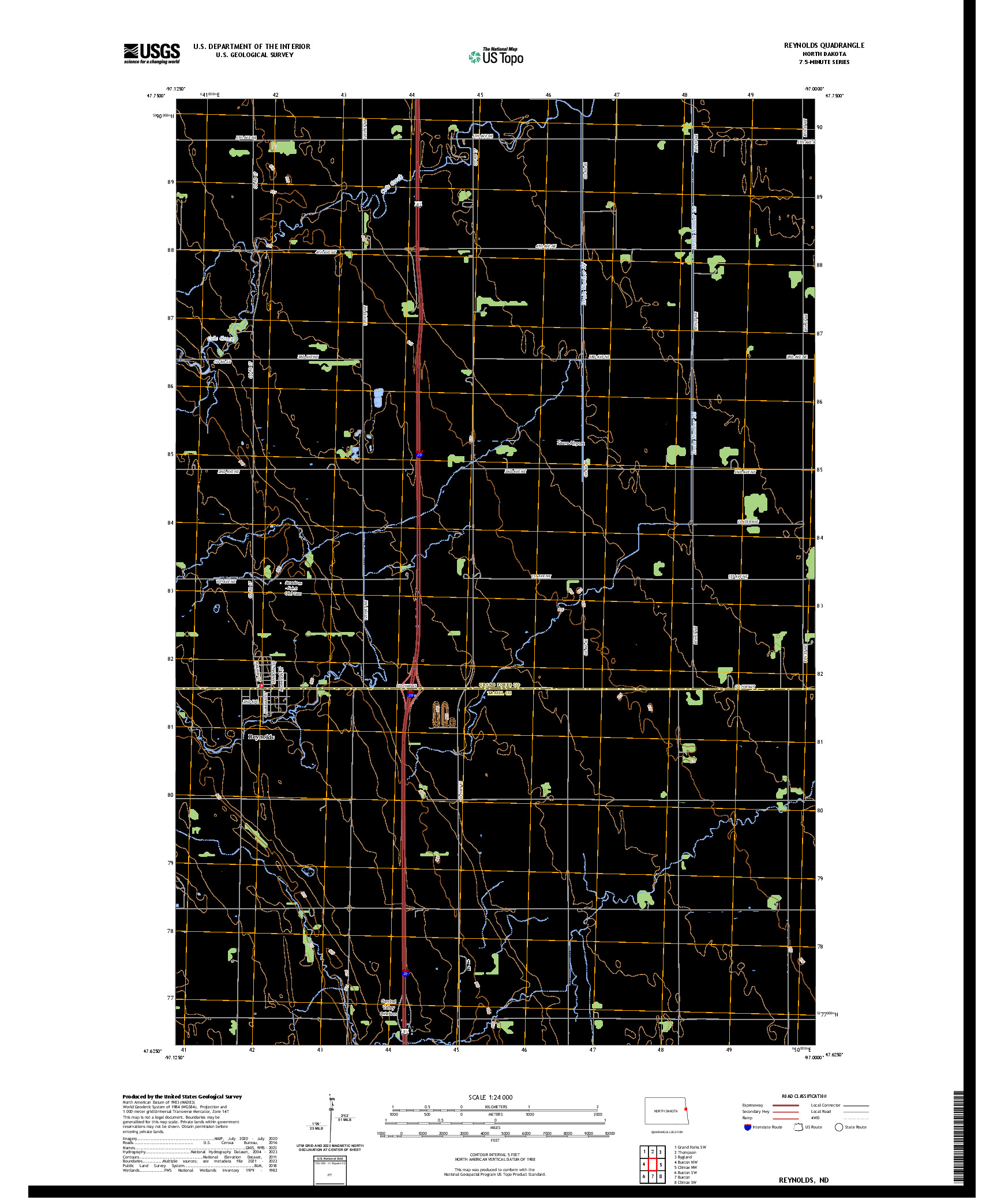 US TOPO 7.5-MINUTE MAP FOR REYNOLDS, ND