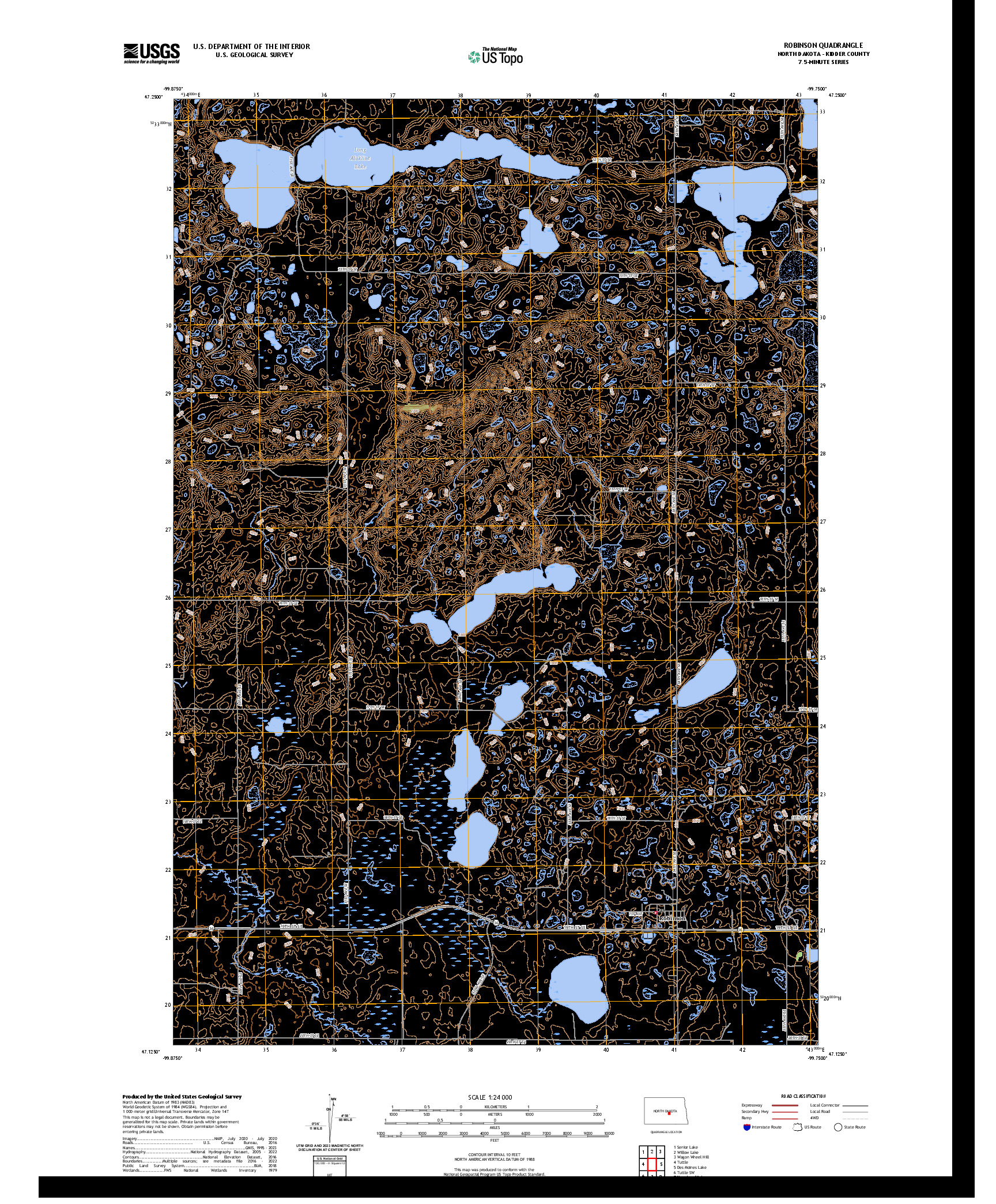 US TOPO 7.5-MINUTE MAP FOR ROBINSON, ND