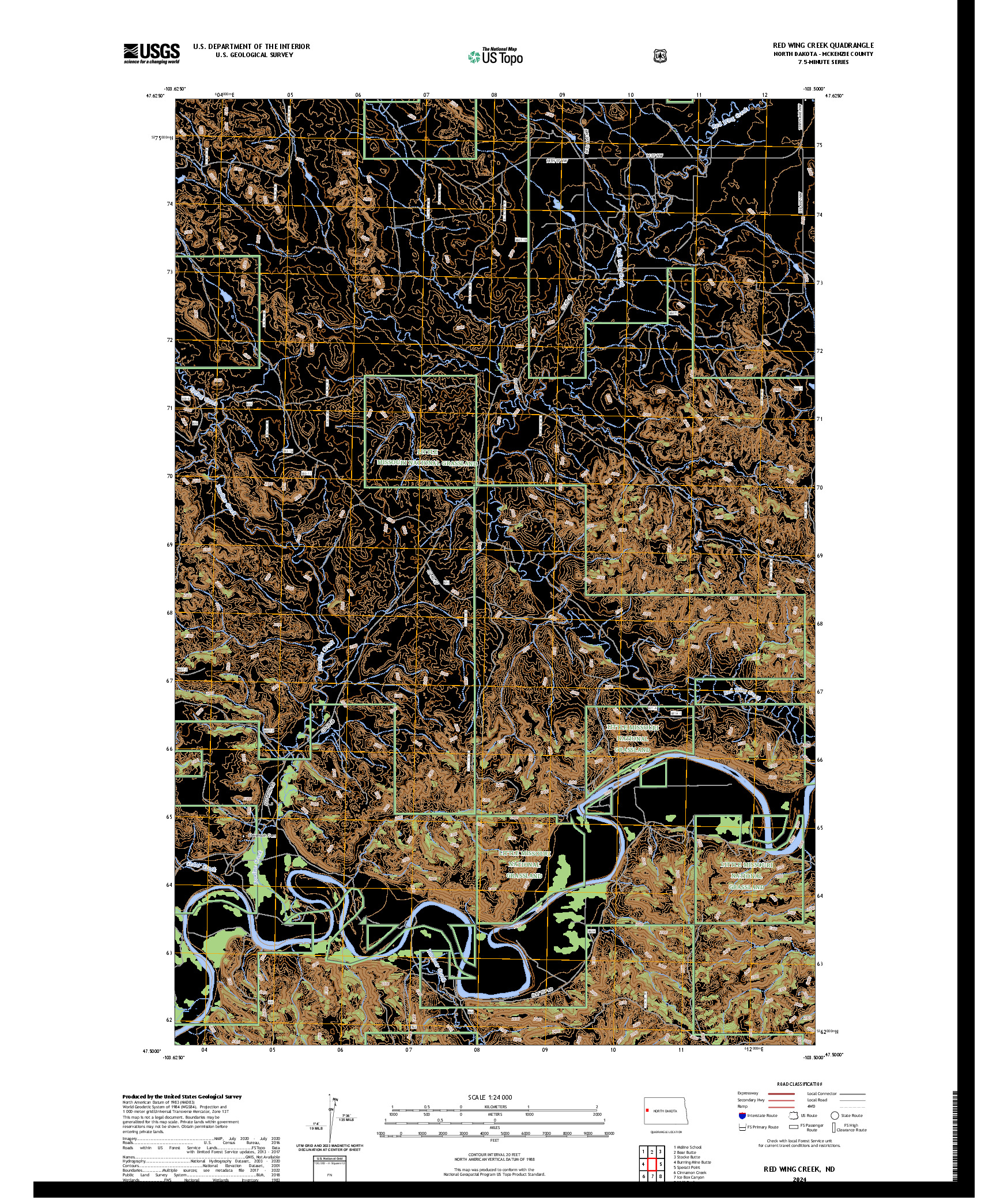 US TOPO 7.5-MINUTE MAP FOR RED WING CREEK, ND