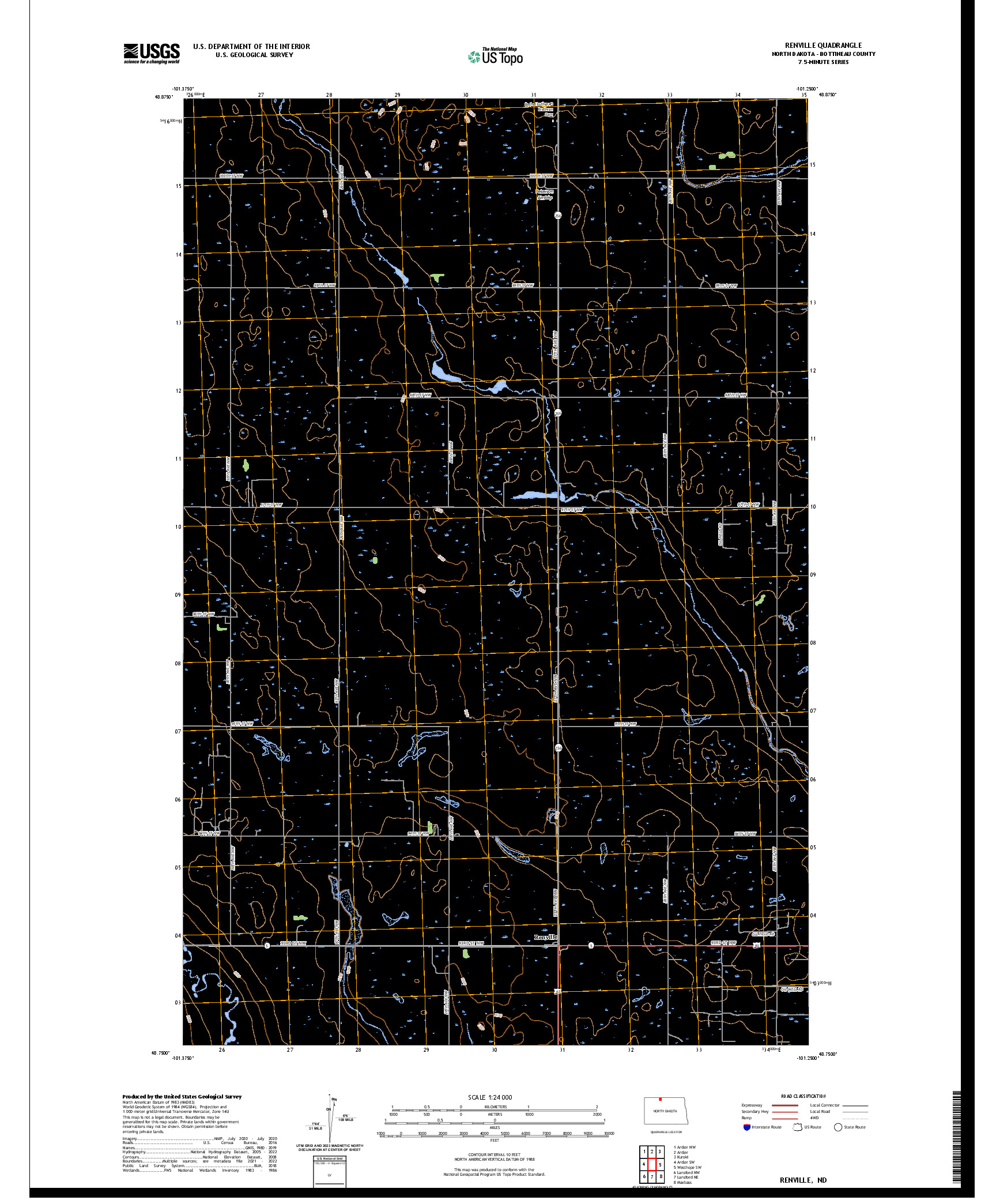 US TOPO 7.5-MINUTE MAP FOR RENVILLE, ND