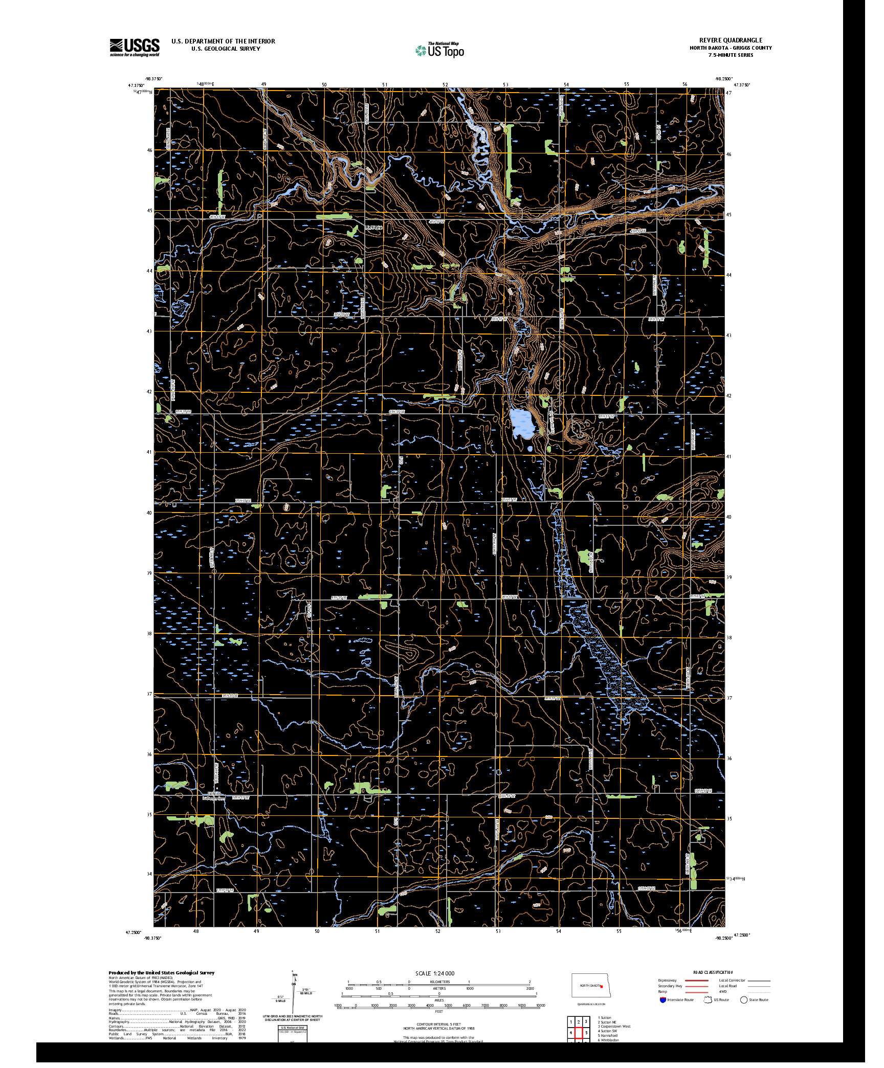 US TOPO 7.5-MINUTE MAP FOR REVERE, ND