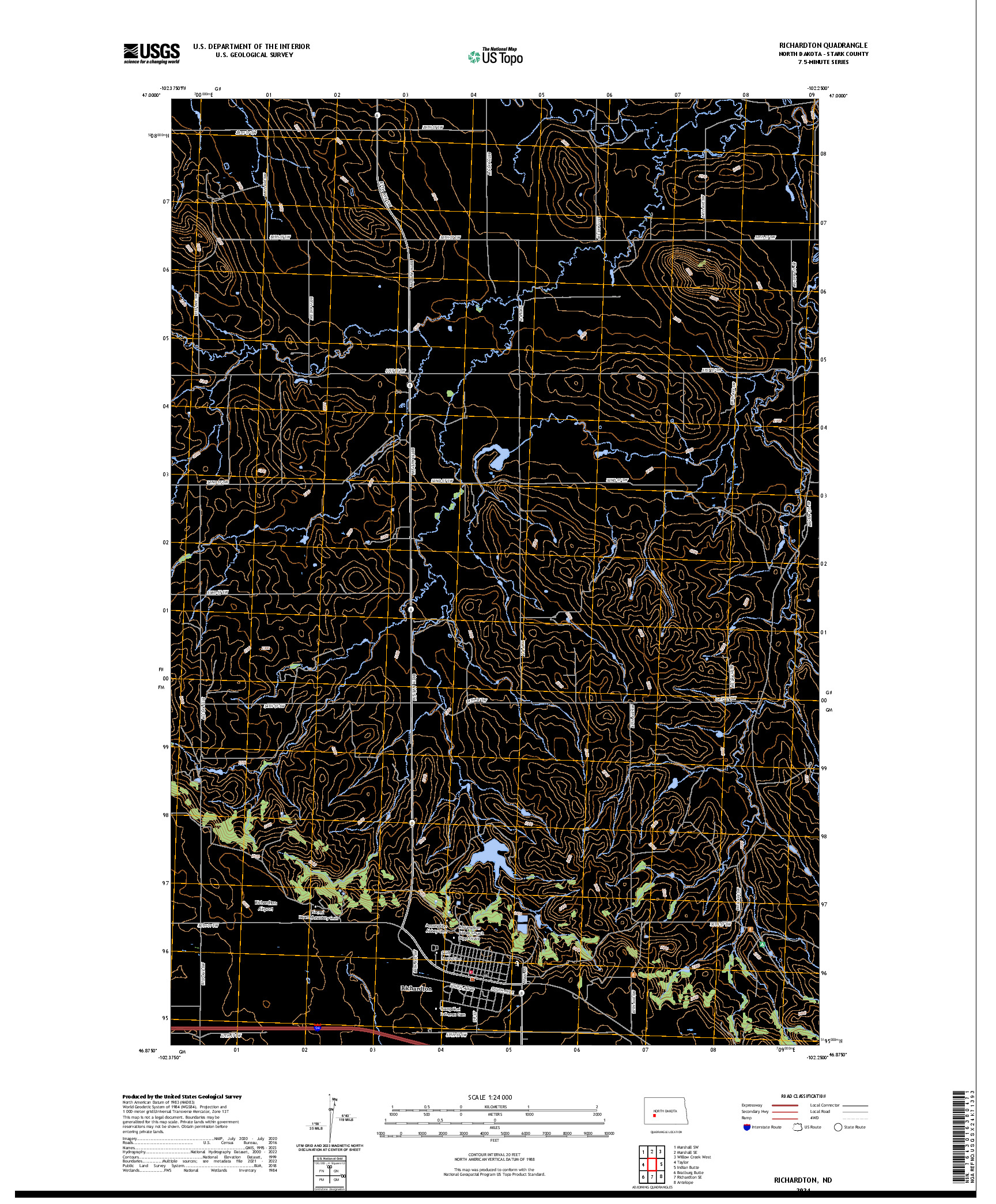 US TOPO 7.5-MINUTE MAP FOR RICHARDTON, ND