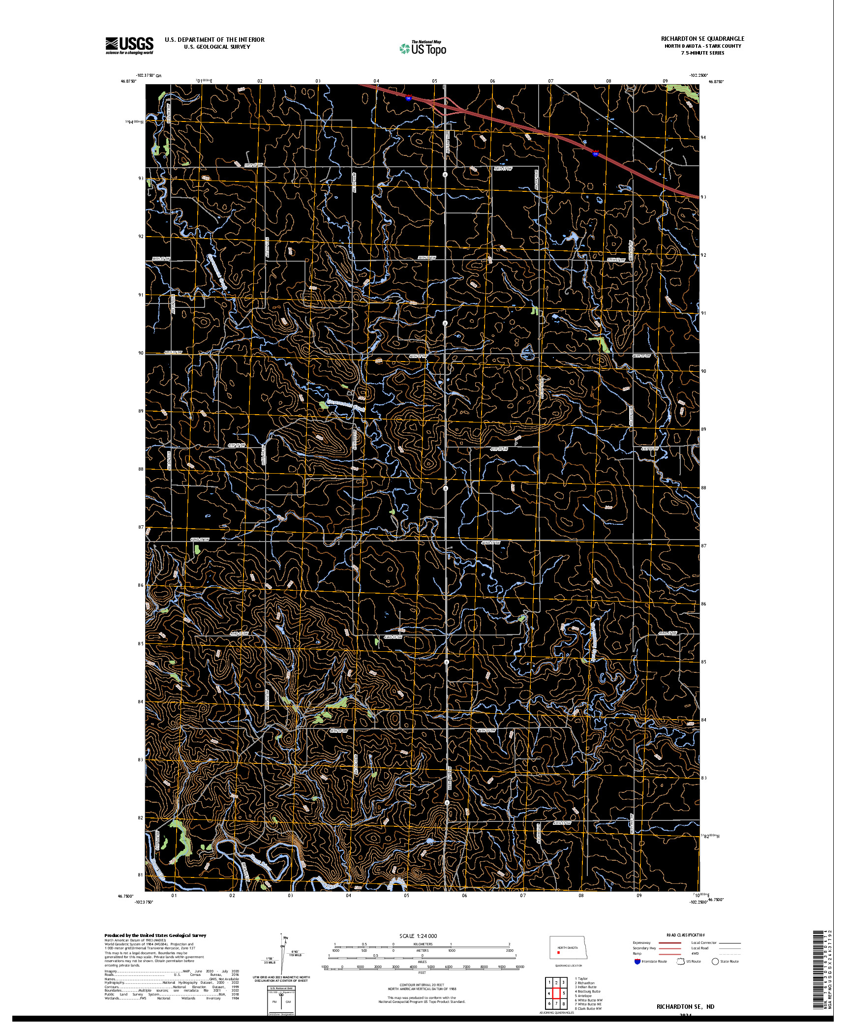 US TOPO 7.5-MINUTE MAP FOR RICHARDTON SE, ND