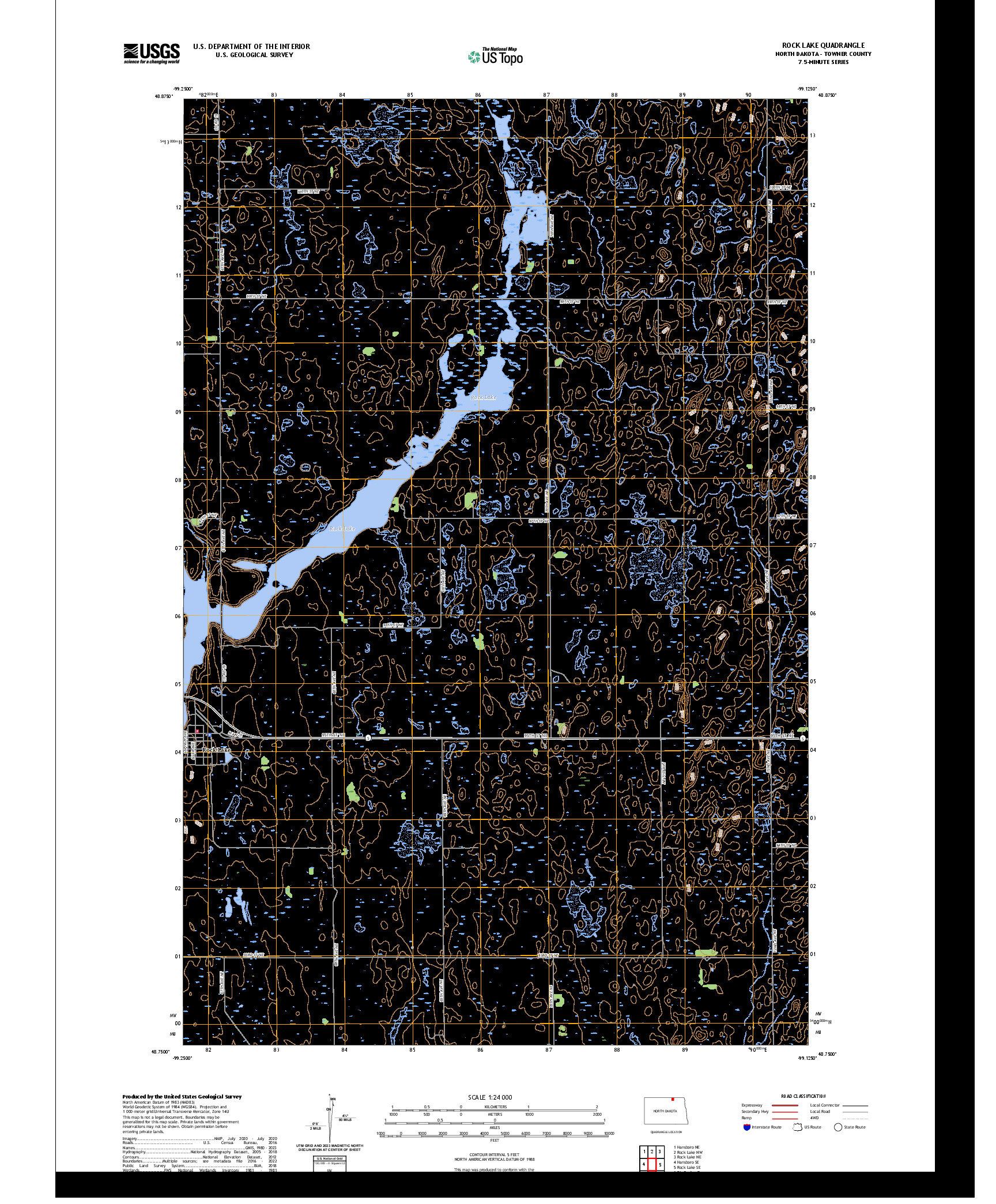 US TOPO 7.5-MINUTE MAP FOR ROCK LAKE, ND
