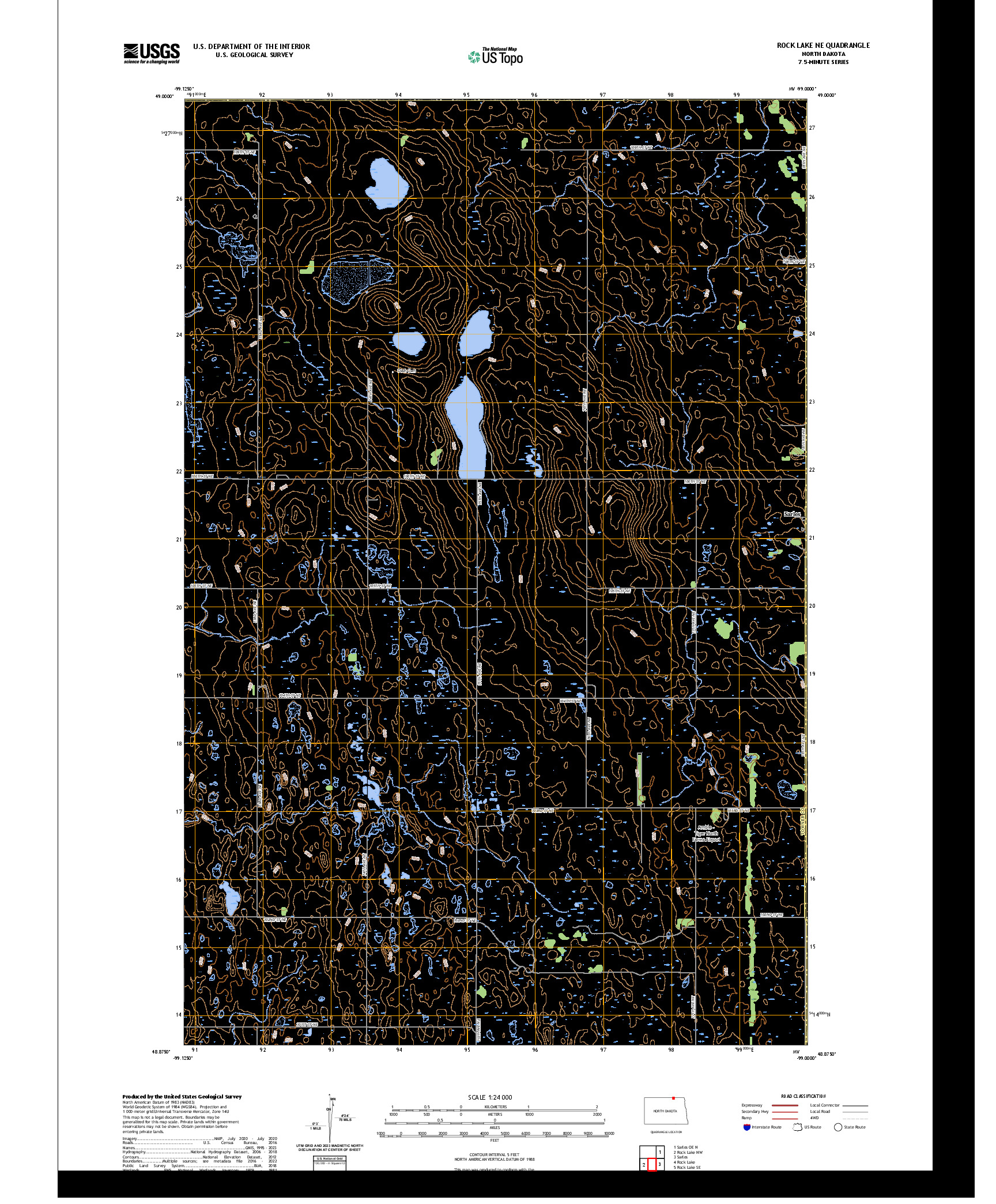 US TOPO 7.5-MINUTE MAP FOR ROCK LAKE NE, ND,MB