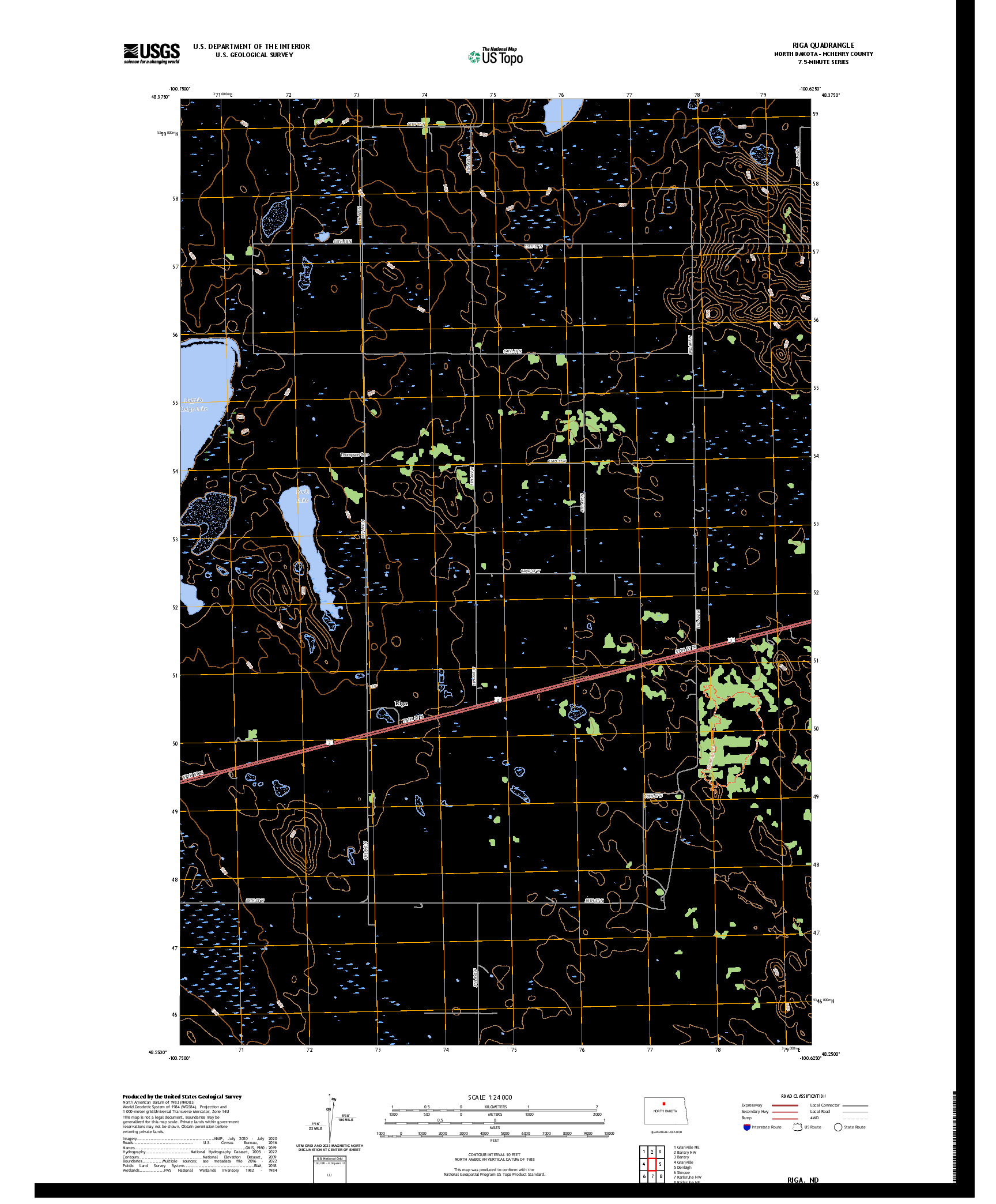 US TOPO 7.5-MINUTE MAP FOR RIGA, ND