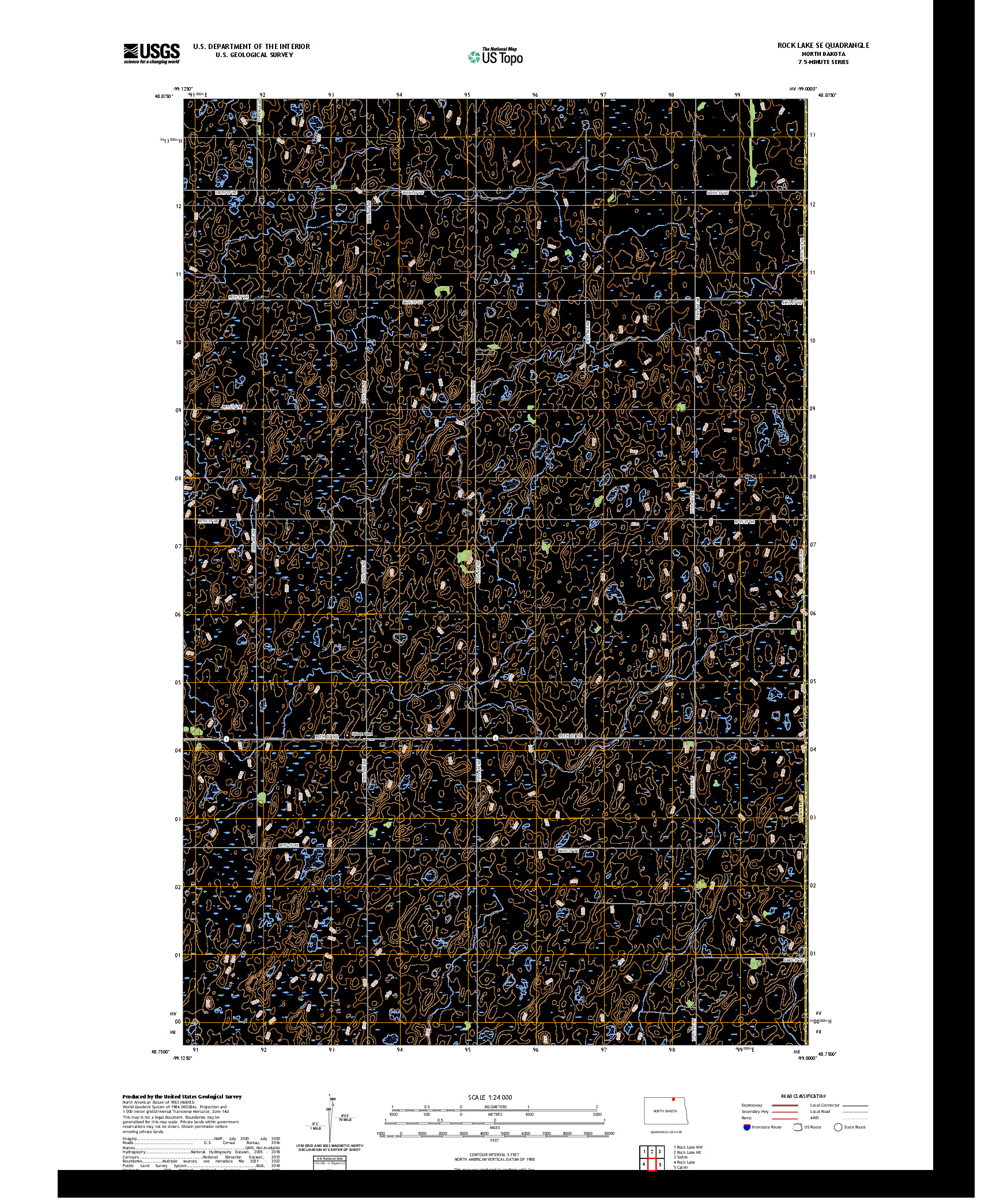 US TOPO 7.5-MINUTE MAP FOR ROCK LAKE SE, ND