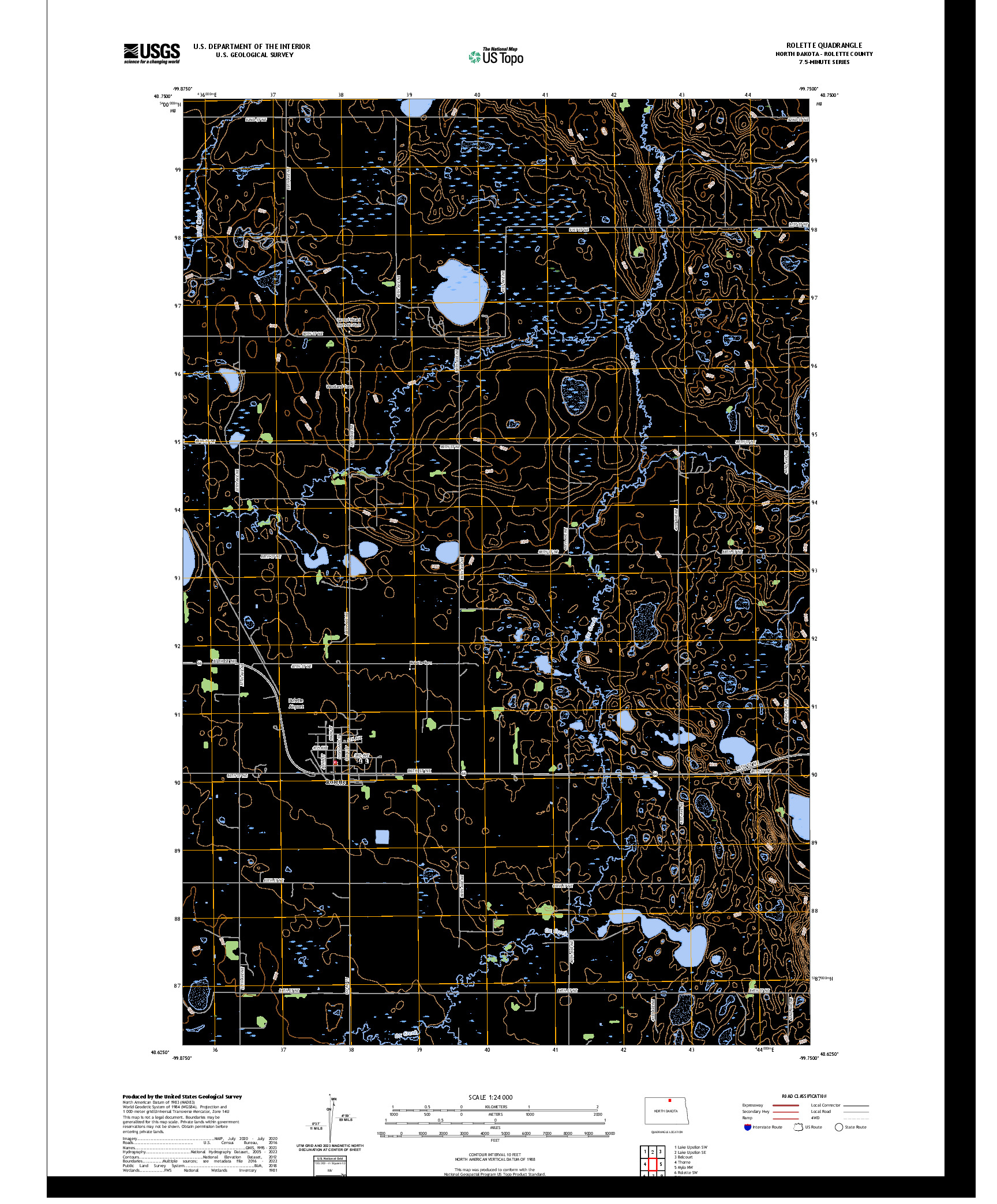 US TOPO 7.5-MINUTE MAP FOR ROLETTE, ND