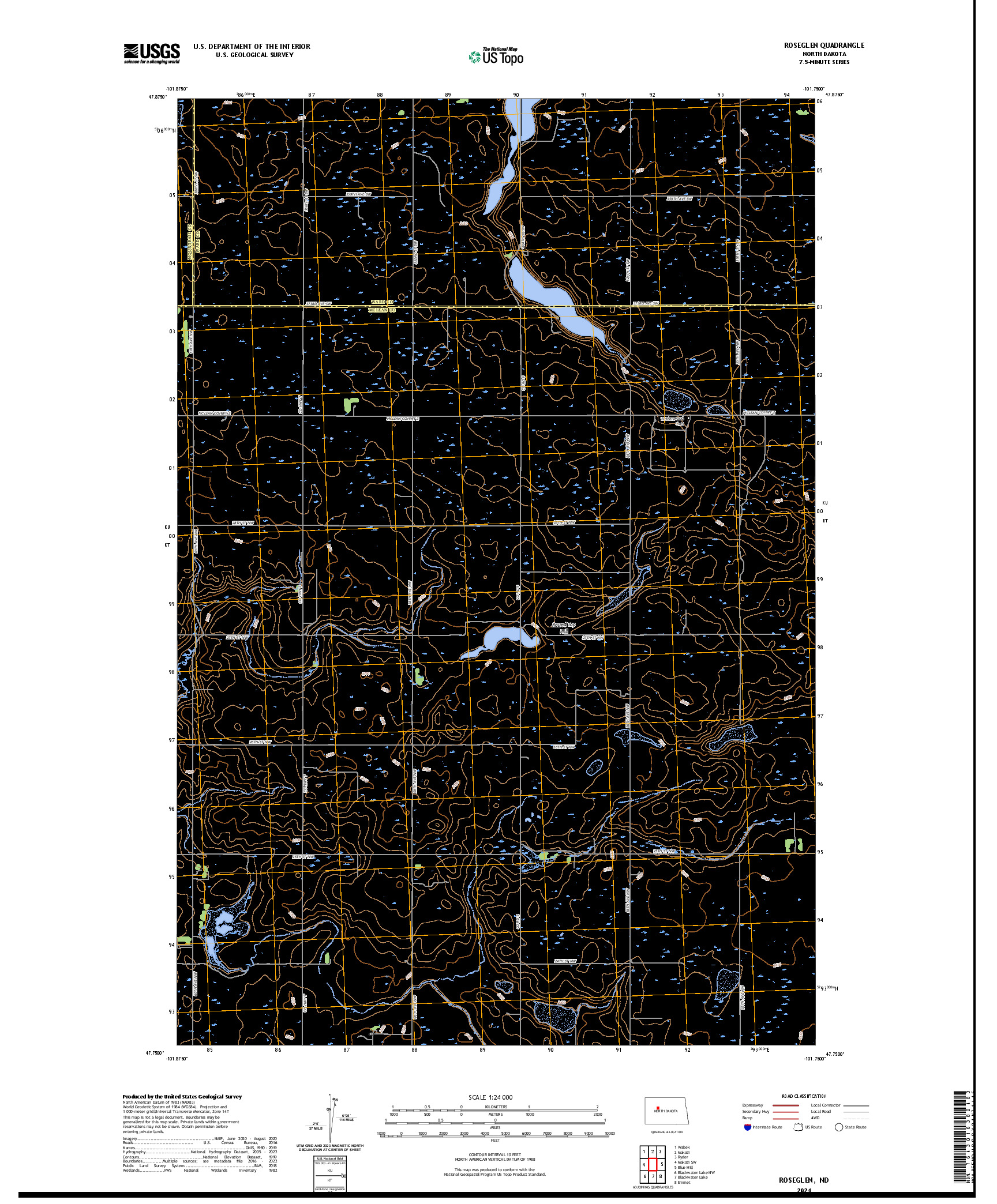 US TOPO 7.5-MINUTE MAP FOR ROSEGLEN, ND