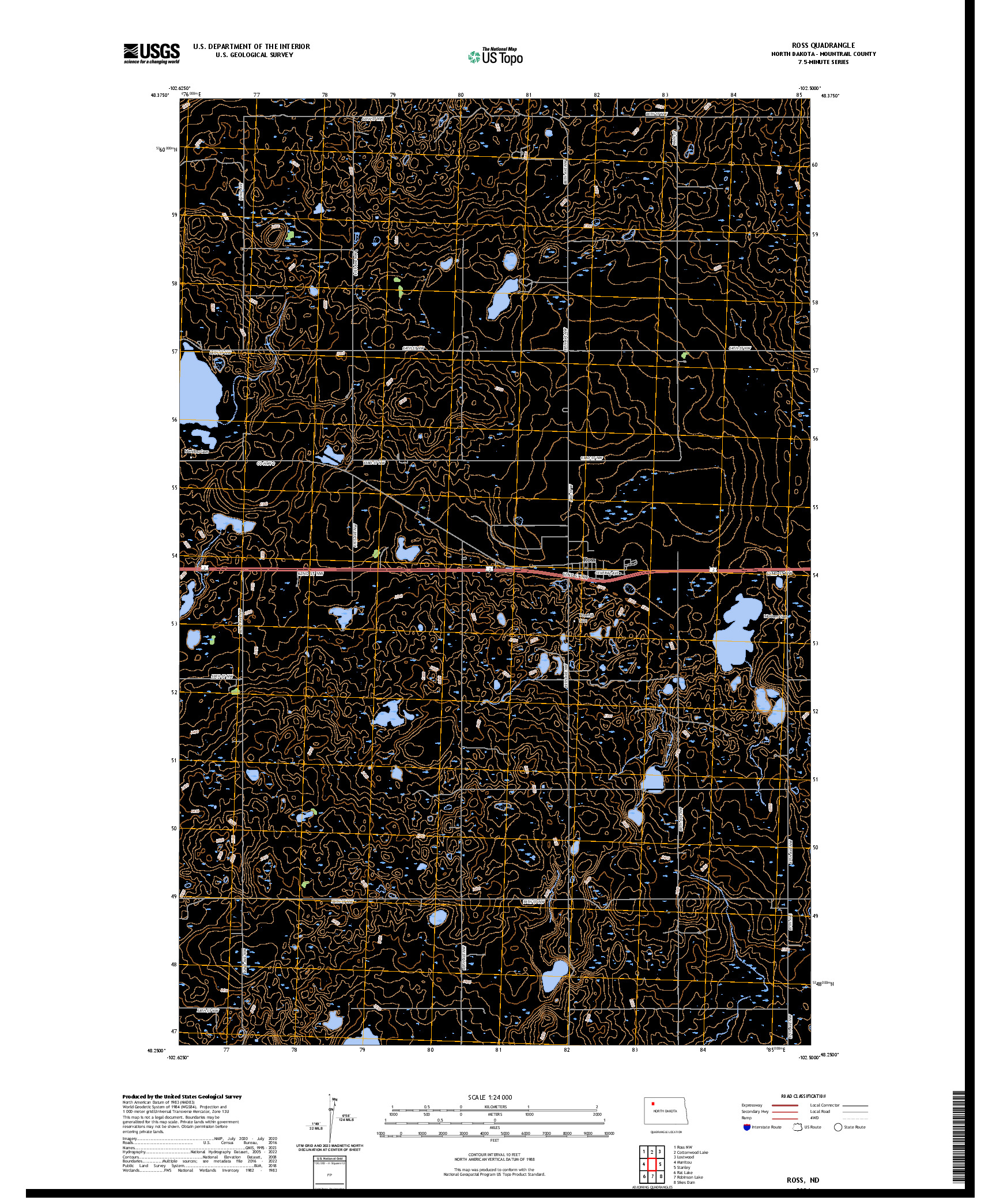 US TOPO 7.5-MINUTE MAP FOR ROSS, ND
