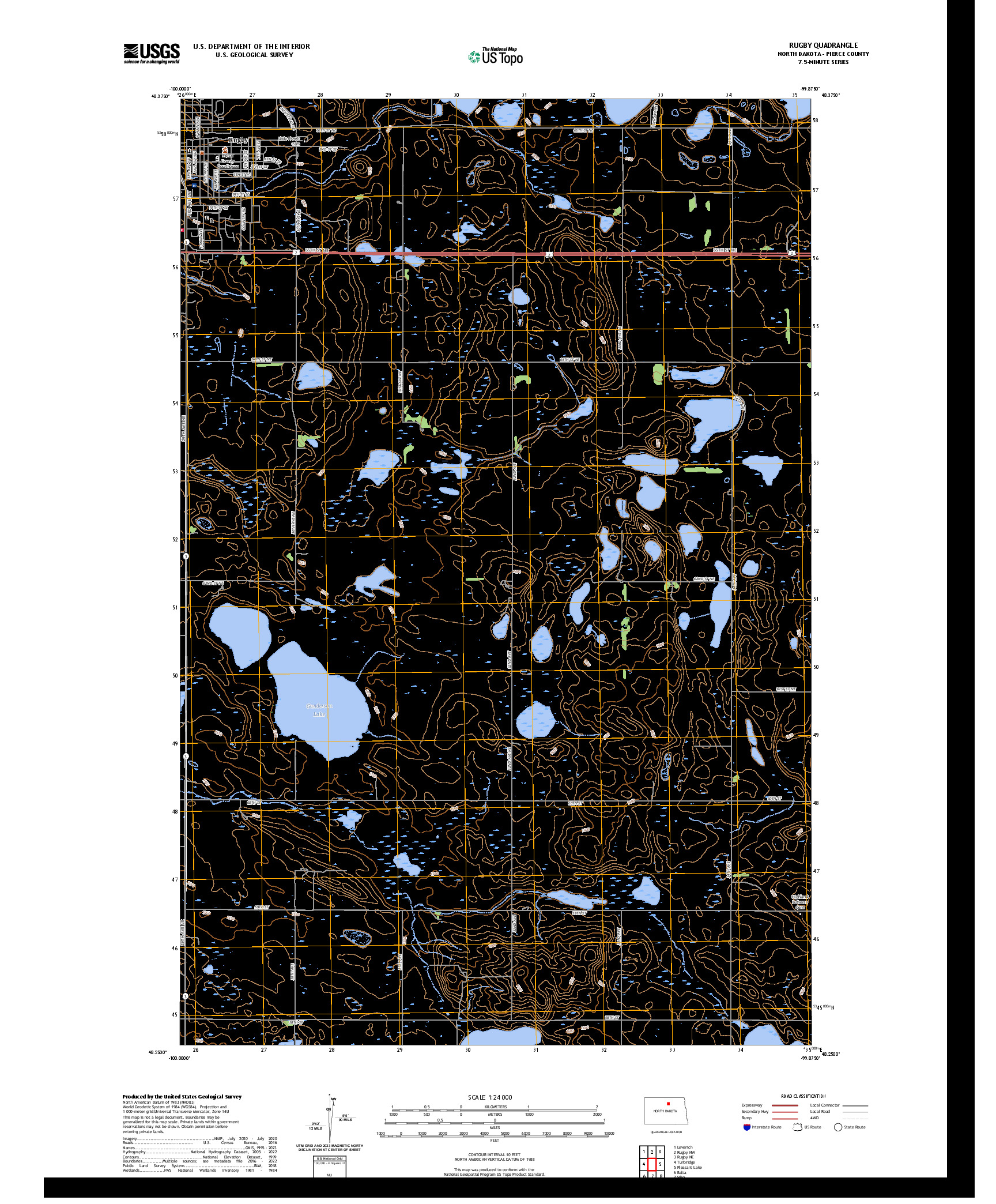 US TOPO 7.5-MINUTE MAP FOR RUGBY, ND