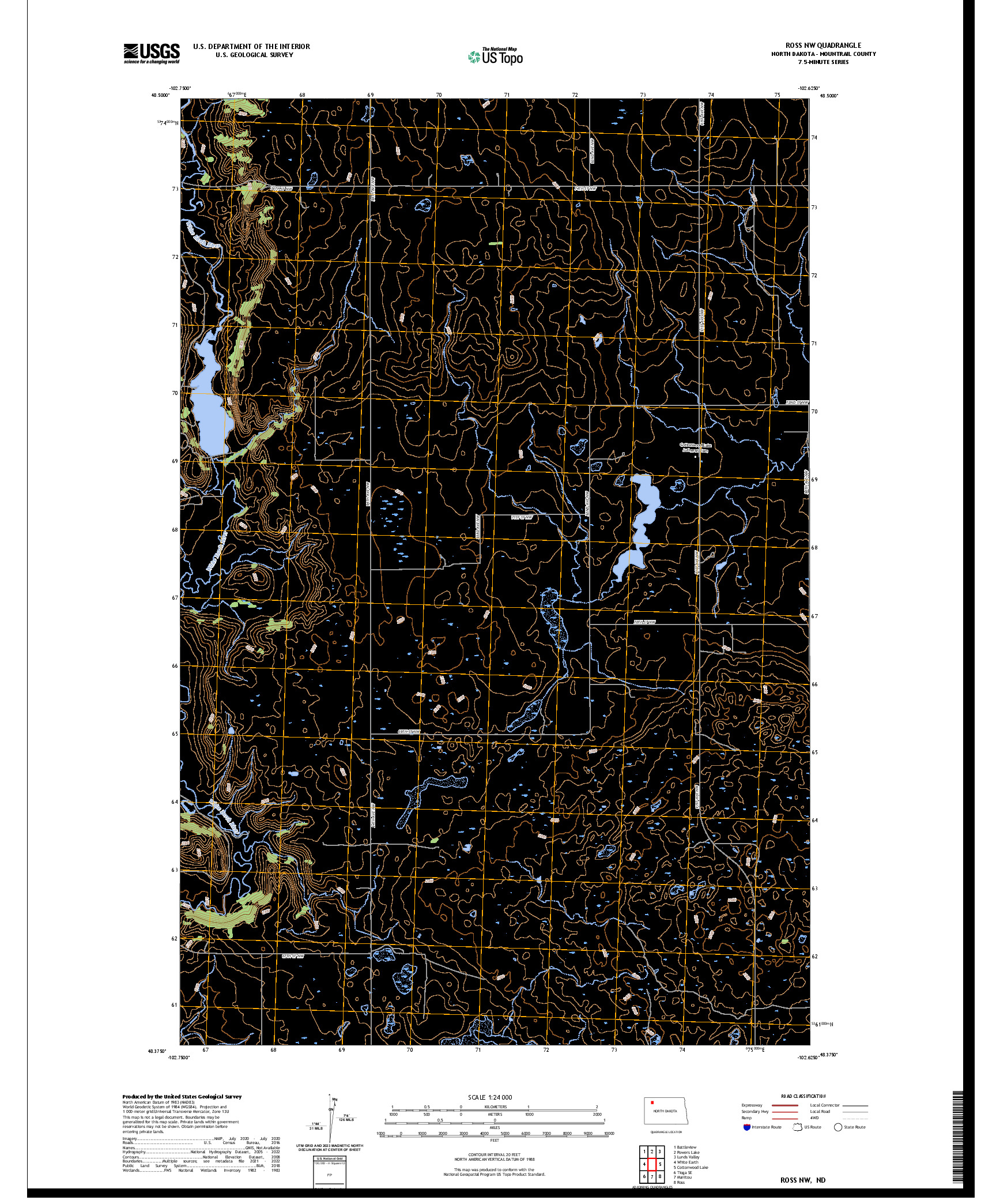 US TOPO 7.5-MINUTE MAP FOR ROSS NW, ND