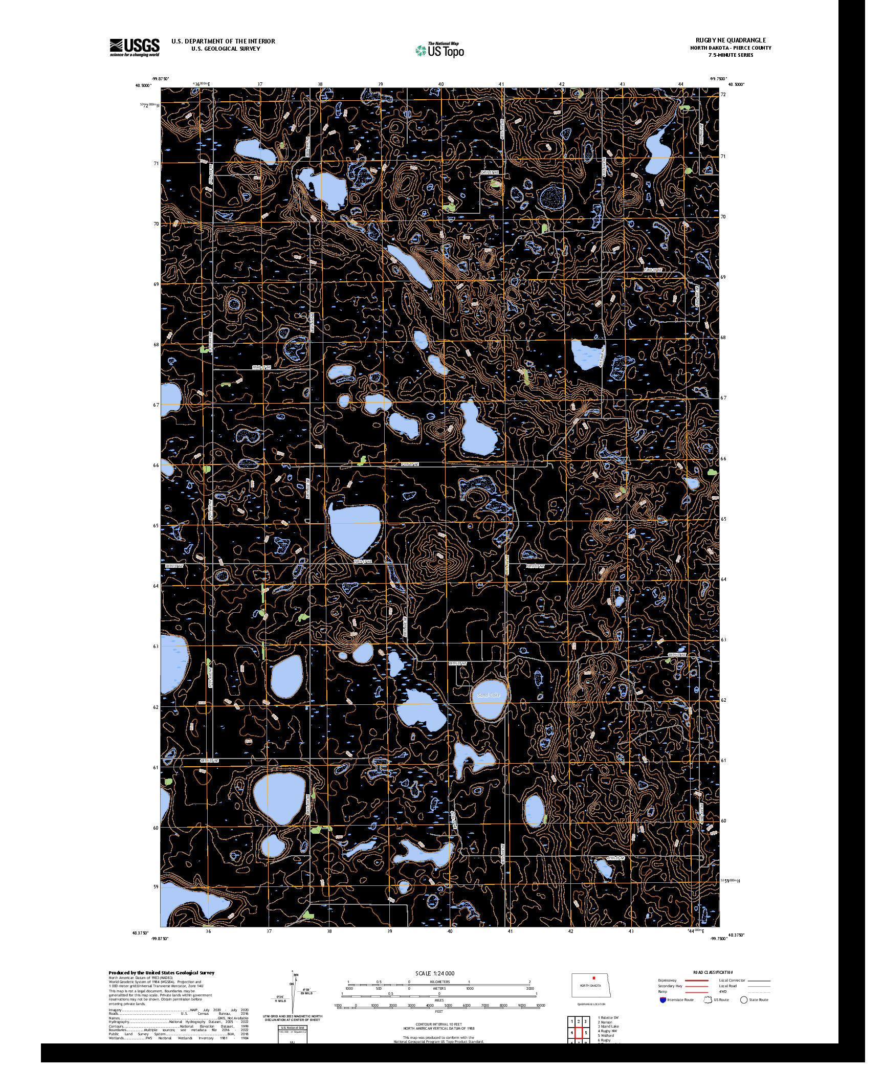 US TOPO 7.5-MINUTE MAP FOR RUGBY NE, ND