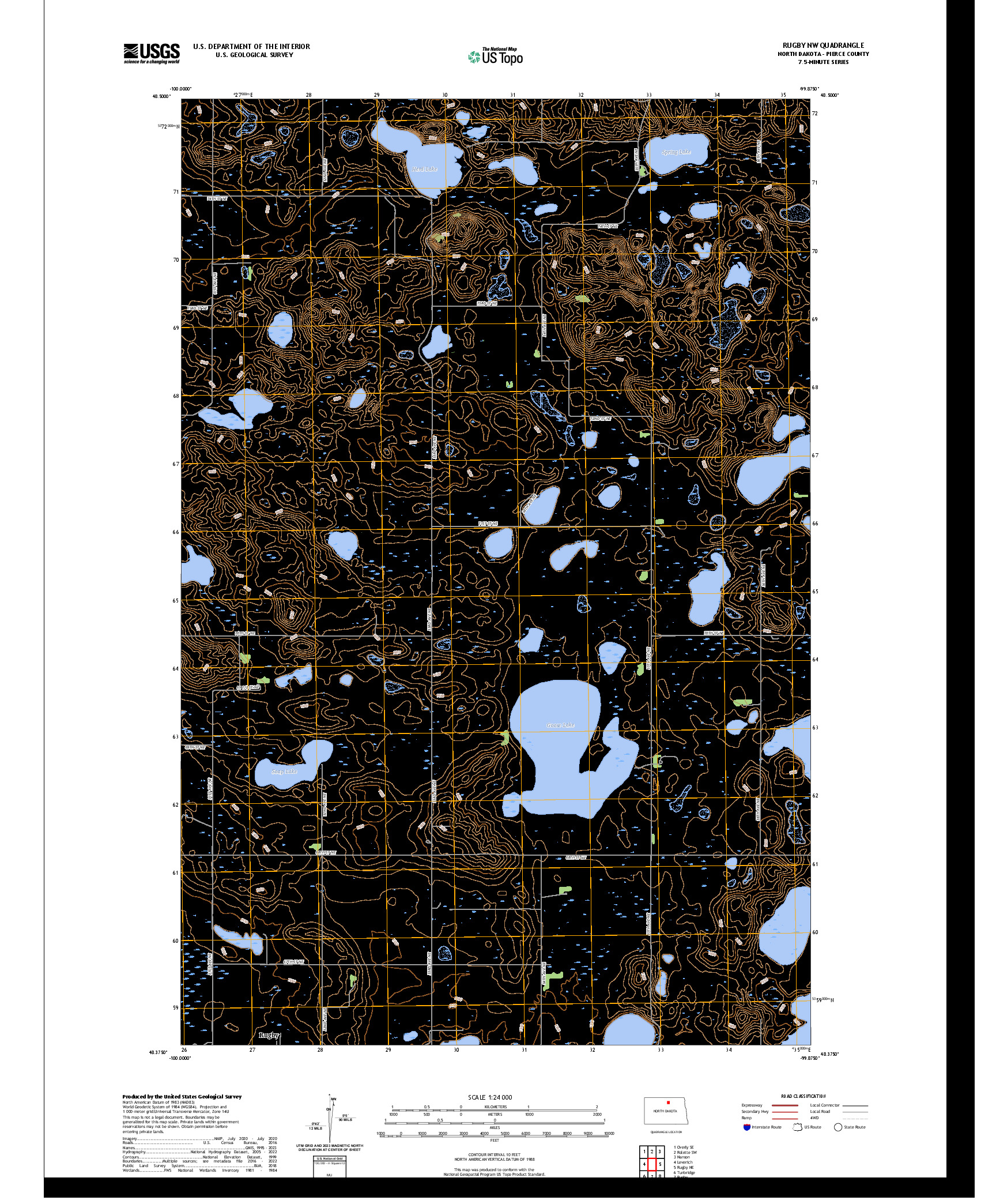 US TOPO 7.5-MINUTE MAP FOR RUGBY NW, ND