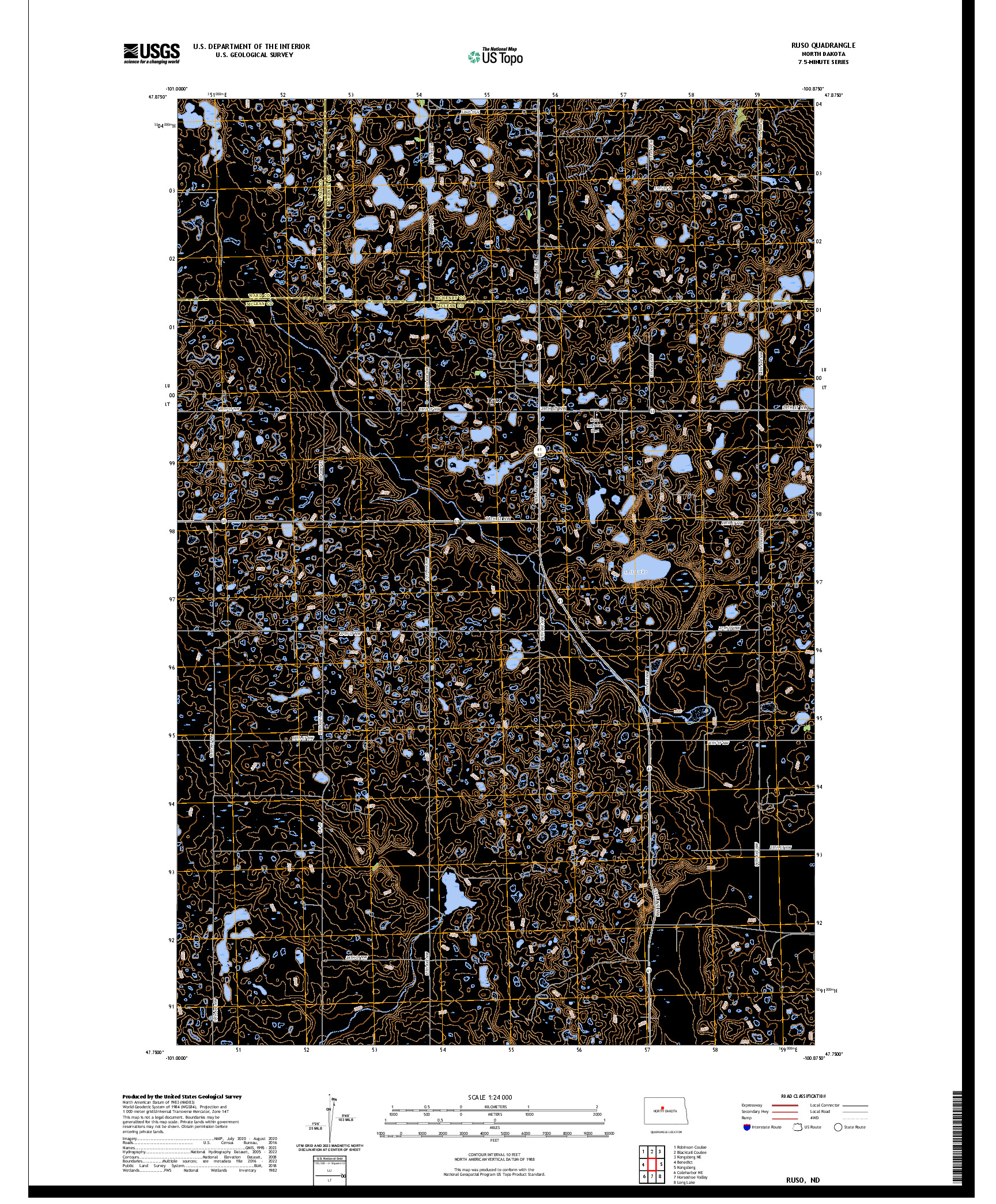 US TOPO 7.5-MINUTE MAP FOR RUSO, ND