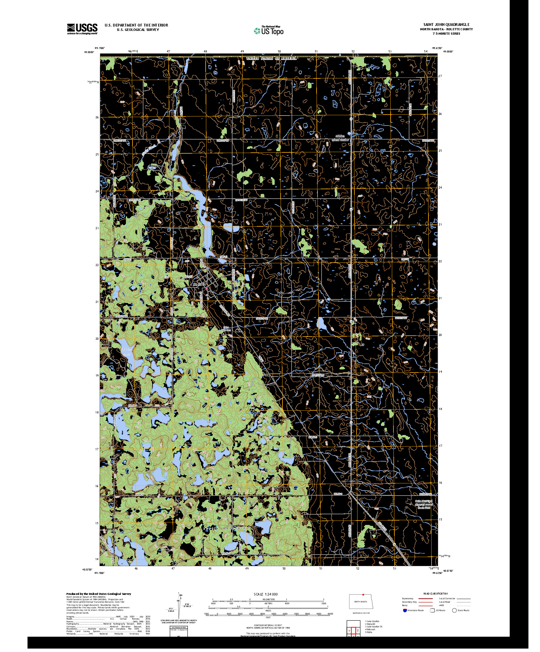 US TOPO 7.5-MINUTE MAP FOR SAINT JOHN, ND,MB