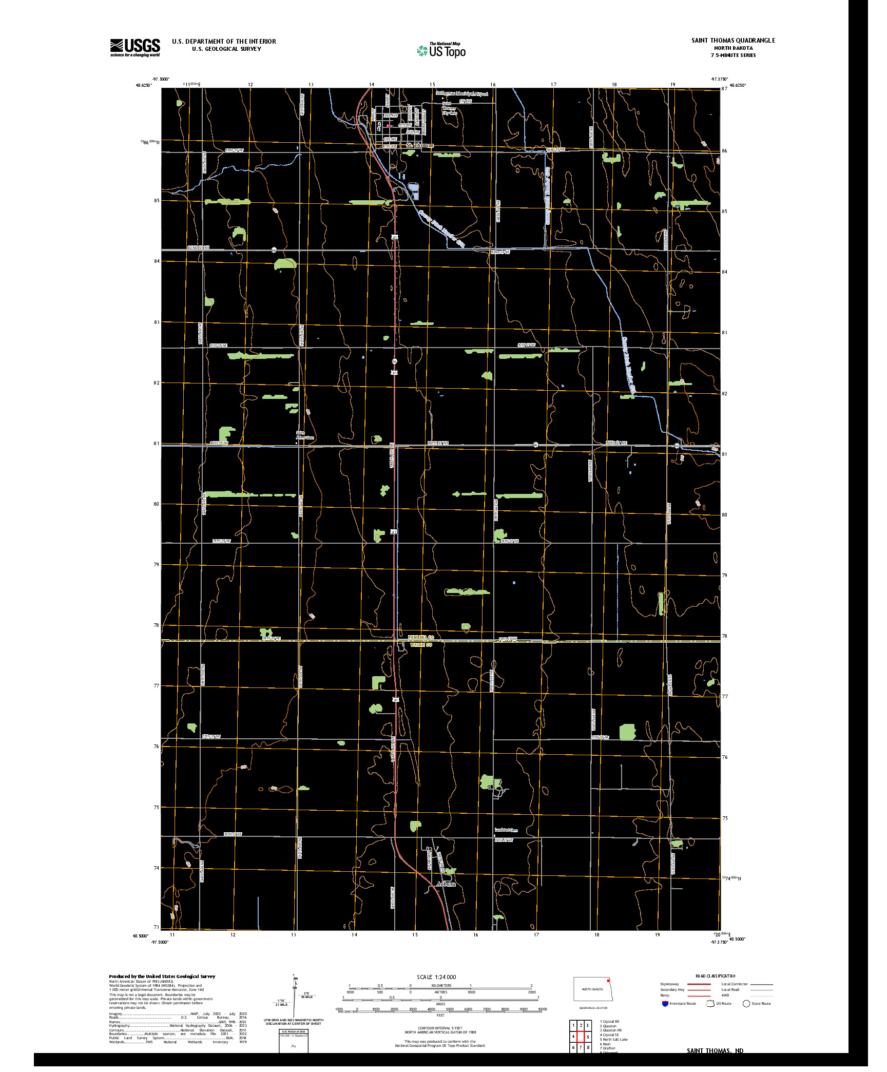 US TOPO 7.5-MINUTE MAP FOR SAINT THOMAS, ND
