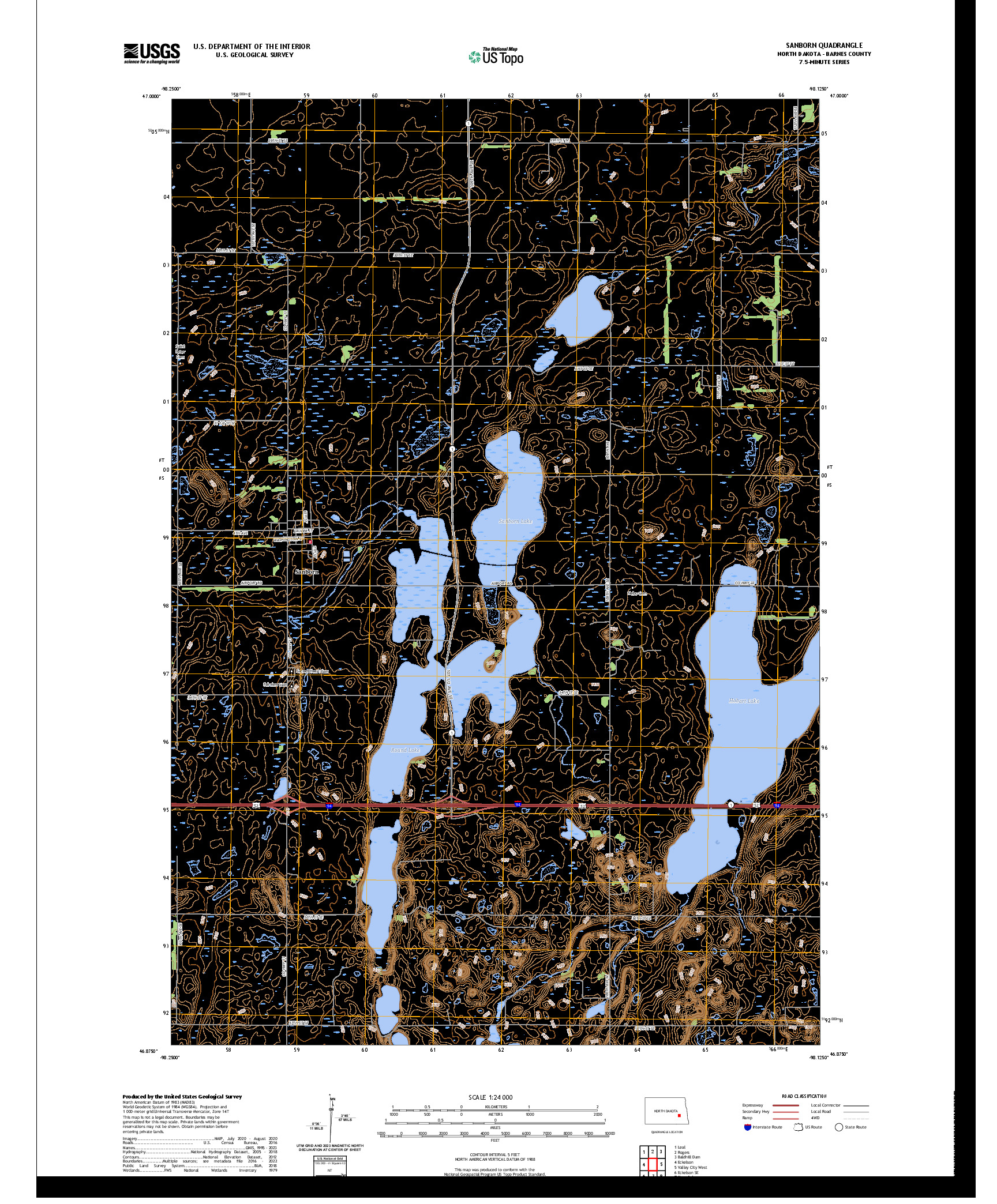 US TOPO 7.5-MINUTE MAP FOR SANBORN, ND