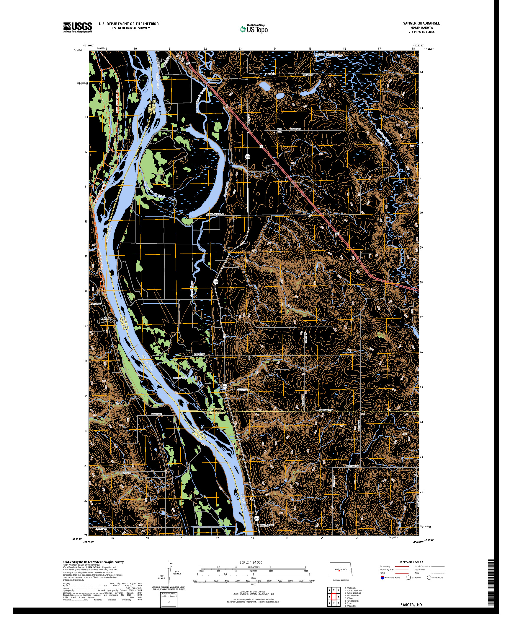 US TOPO 7.5-MINUTE MAP FOR SANGER, ND