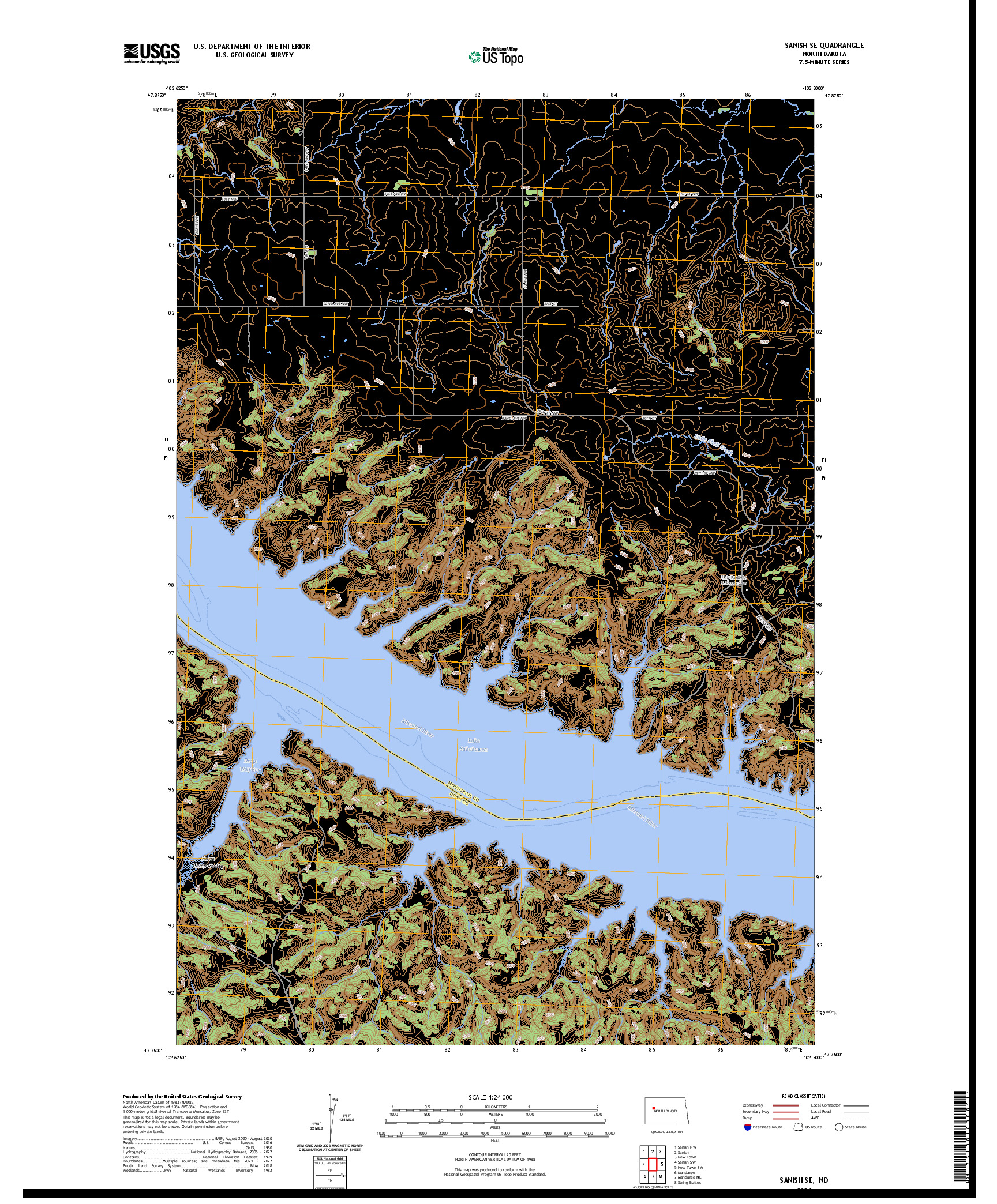 US TOPO 7.5-MINUTE MAP FOR SANISH SE, ND