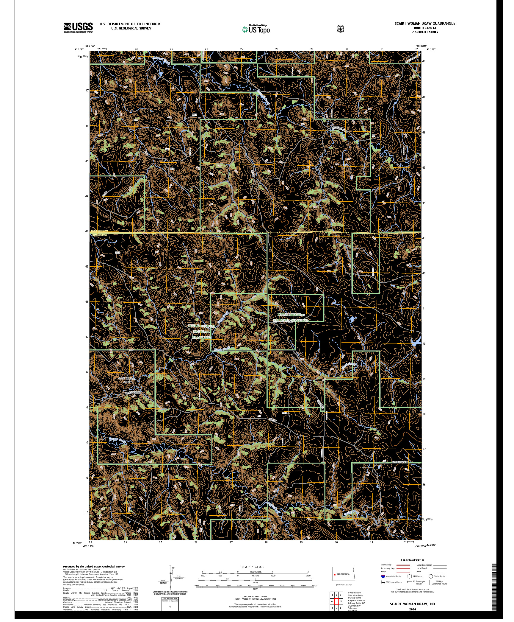 US TOPO 7.5-MINUTE MAP FOR SCAIRT WOMAN DRAW, ND