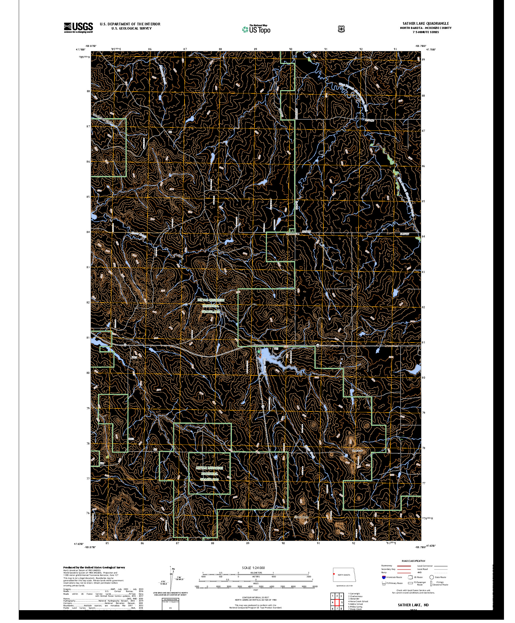 US TOPO 7.5-MINUTE MAP FOR SATHER LAKE, ND