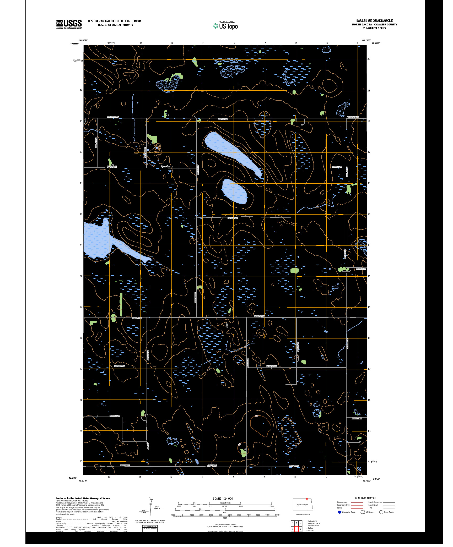 US TOPO 7.5-MINUTE MAP FOR SARLES NE, ND,MB