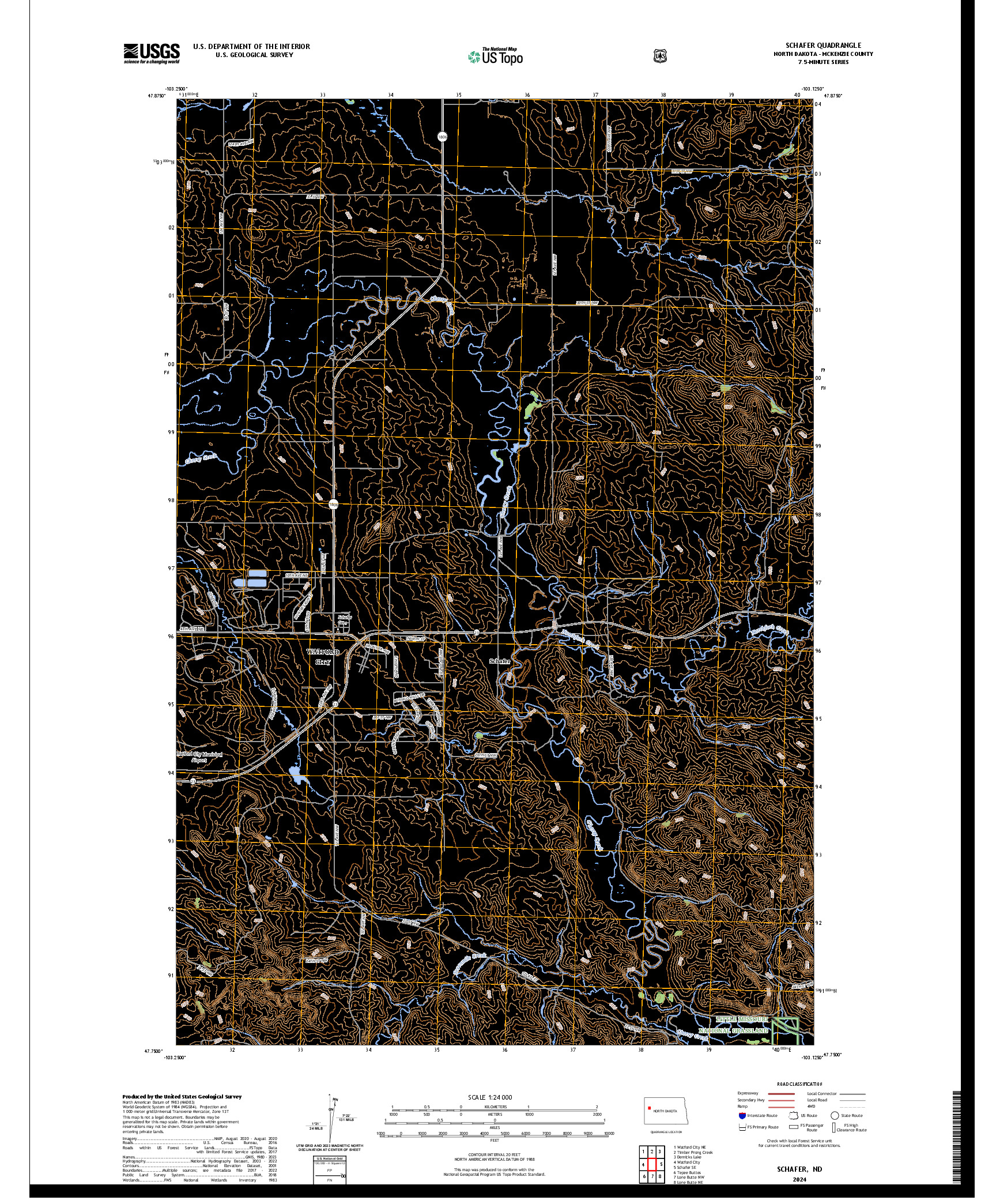 US TOPO 7.5-MINUTE MAP FOR SCHAFER, ND