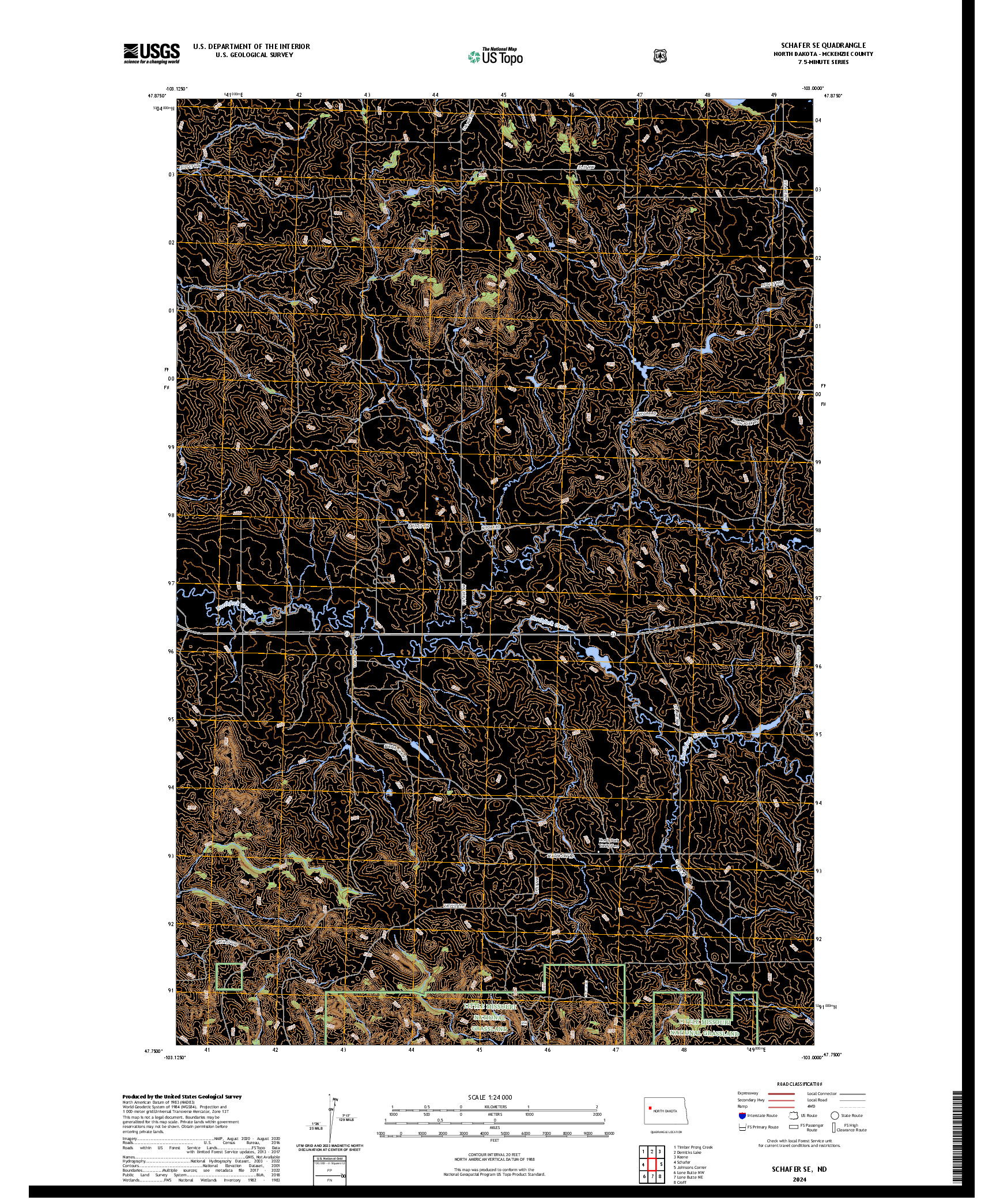 US TOPO 7.5-MINUTE MAP FOR SCHAFER SE, ND