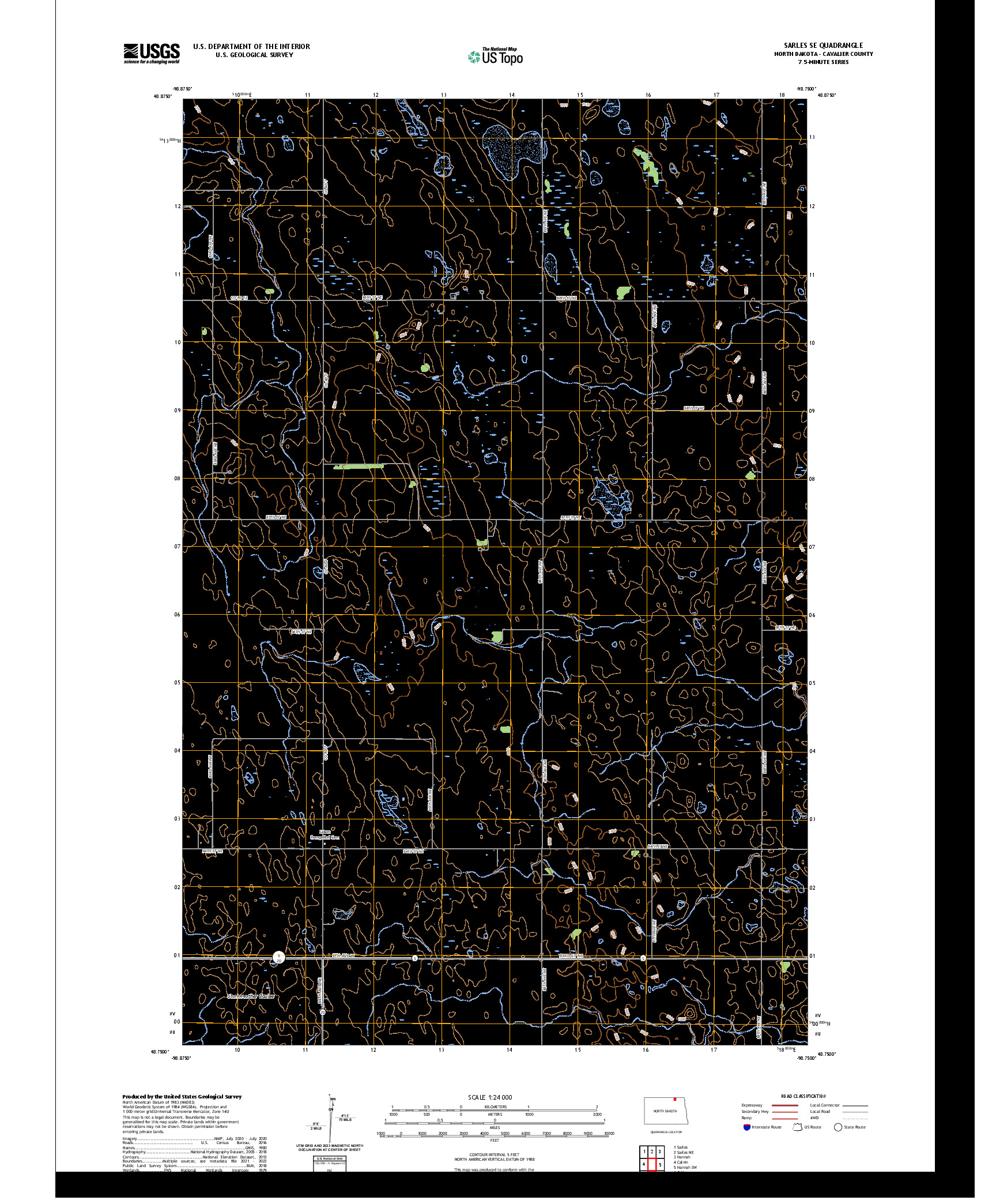 US TOPO 7.5-MINUTE MAP FOR SARLES SE, ND