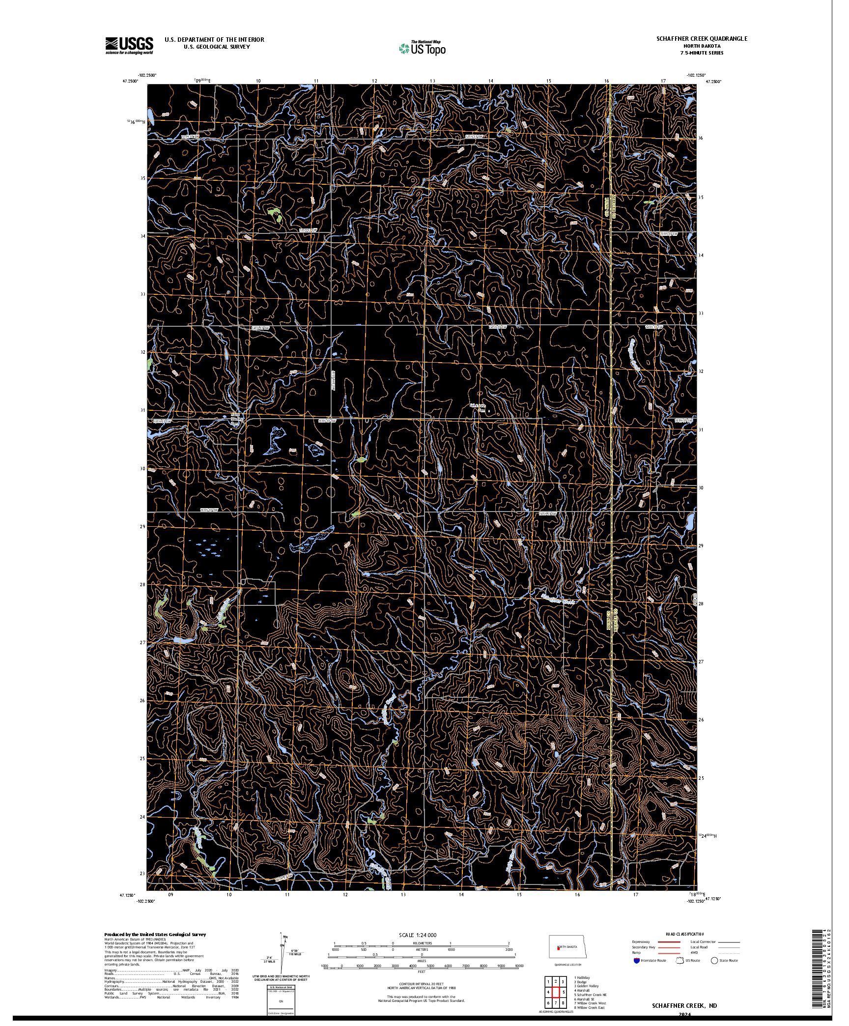 US TOPO 7.5-MINUTE MAP FOR SCHAFFNER CREEK, ND