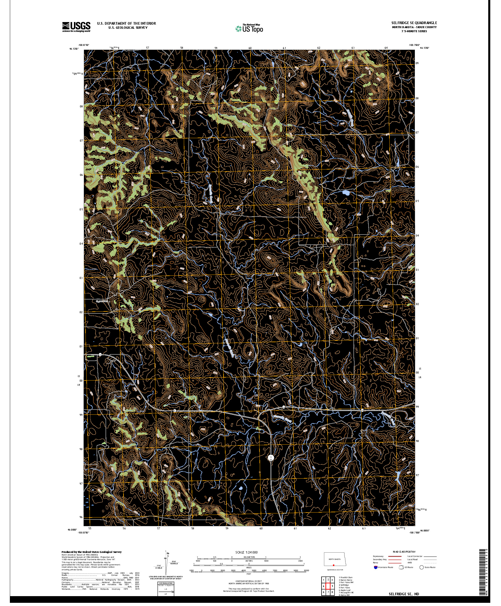 US TOPO 7.5-MINUTE MAP FOR SELFRIDGE SE, ND