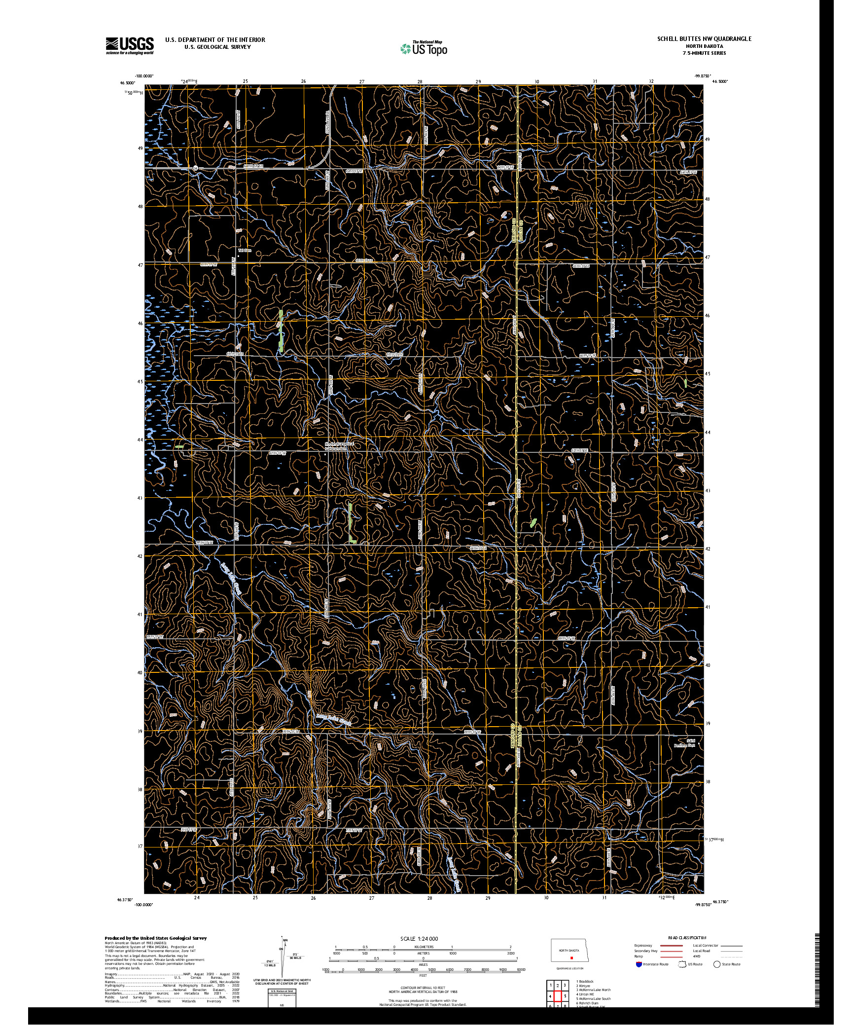 US TOPO 7.5-MINUTE MAP FOR SCHELL BUTTES NW, ND