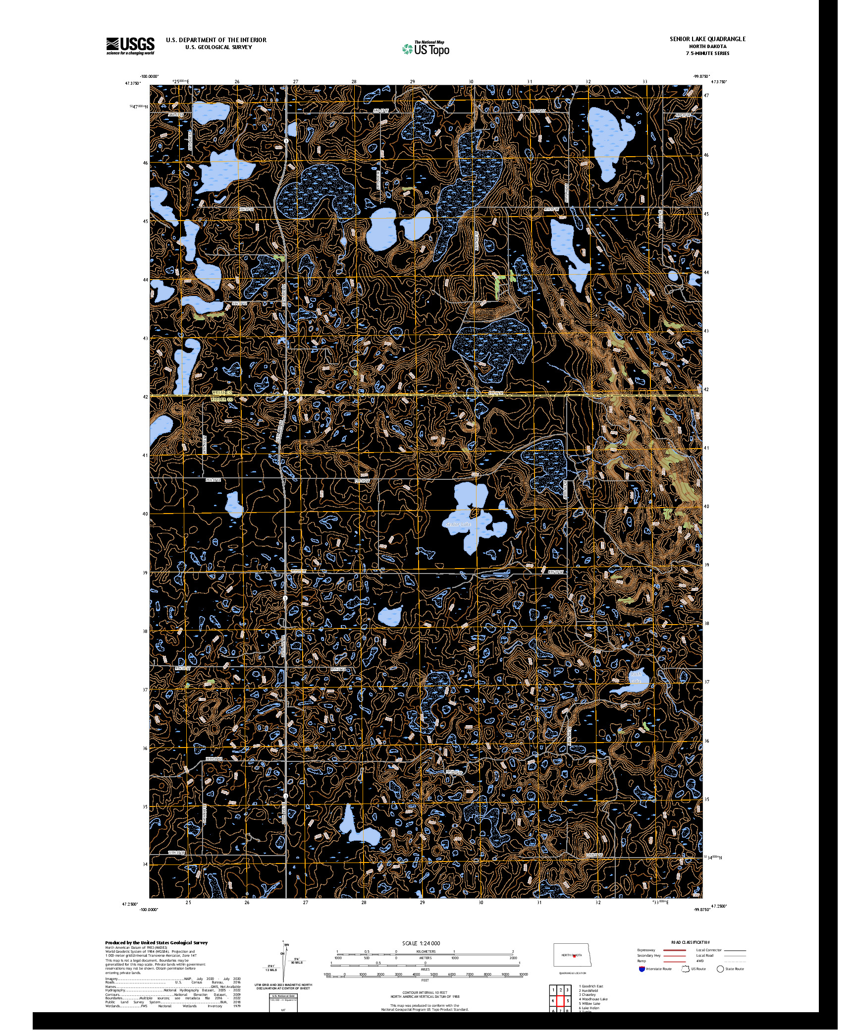 US TOPO 7.5-MINUTE MAP FOR SENIOR LAKE, ND