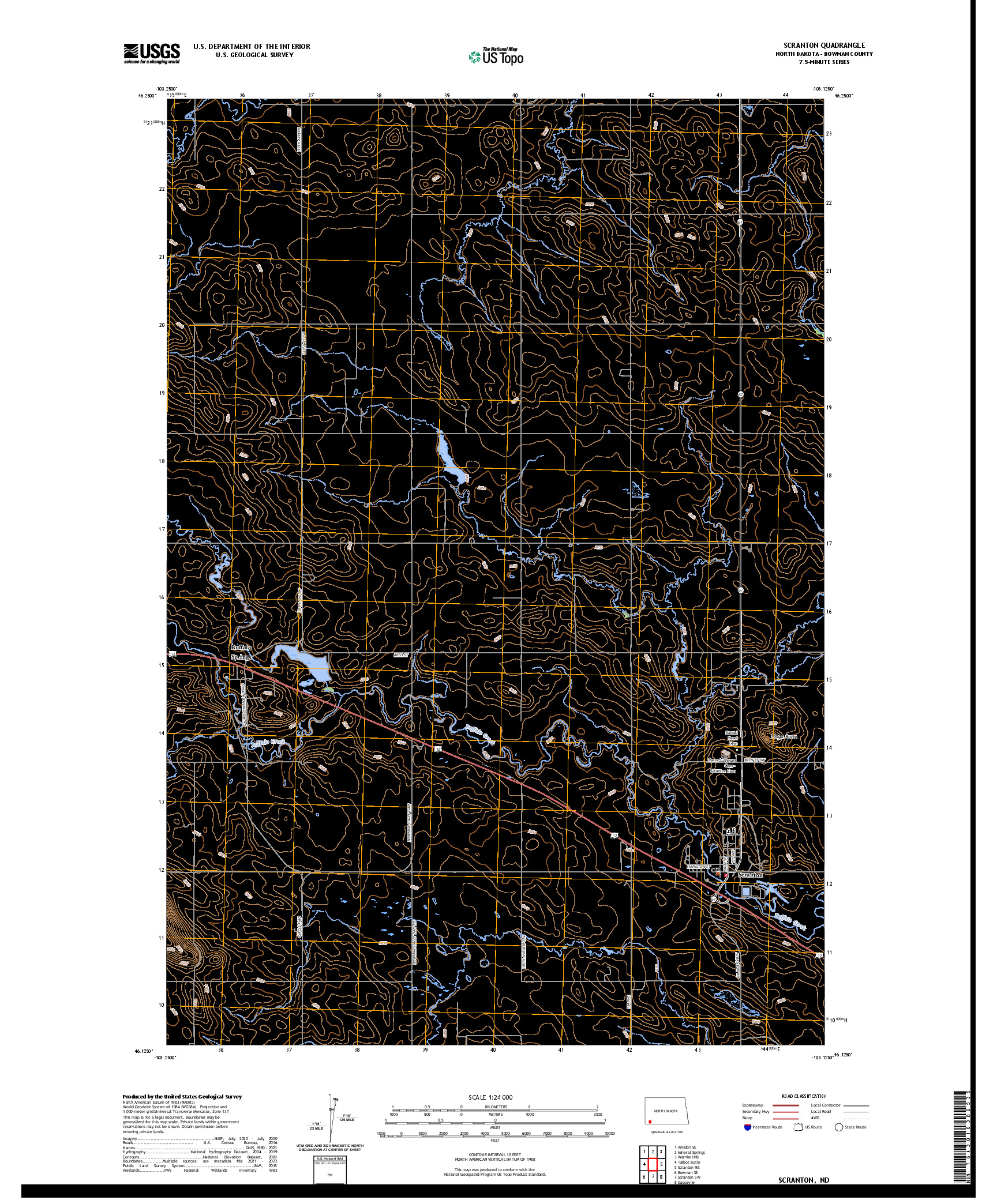 US TOPO 7.5-MINUTE MAP FOR SCRANTON, ND