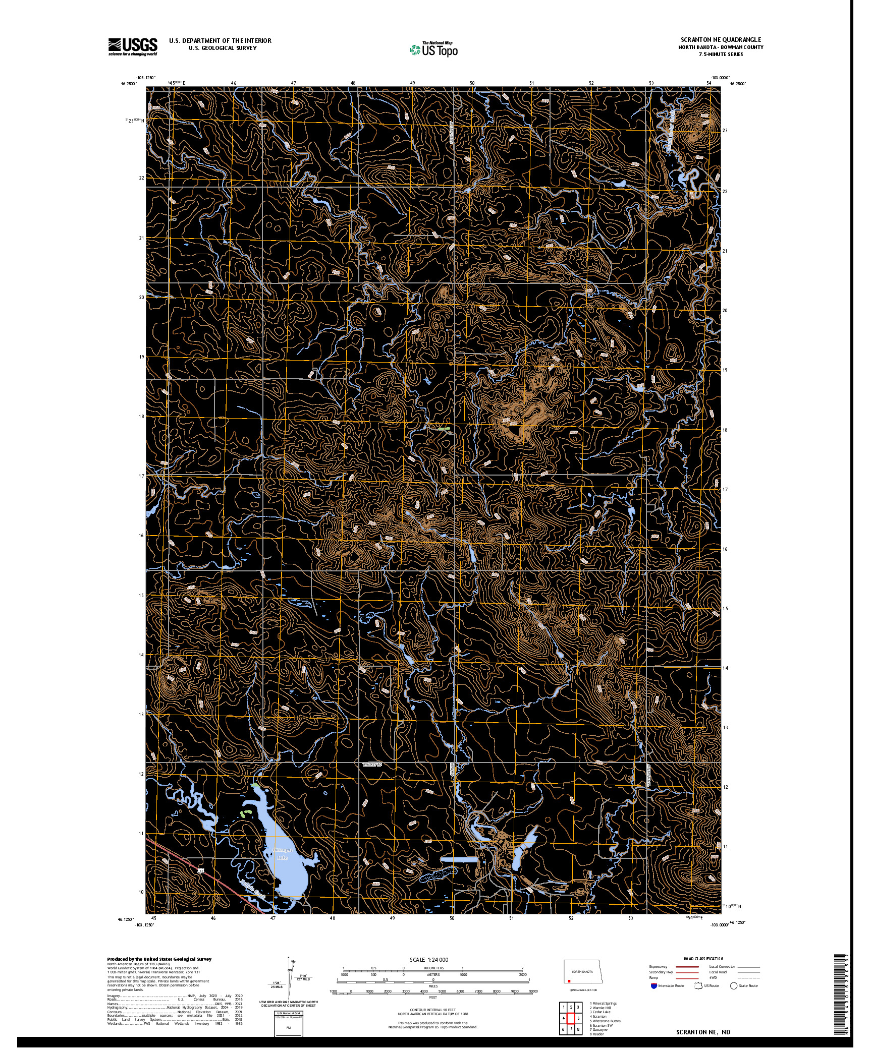 US TOPO 7.5-MINUTE MAP FOR SCRANTON NE, ND