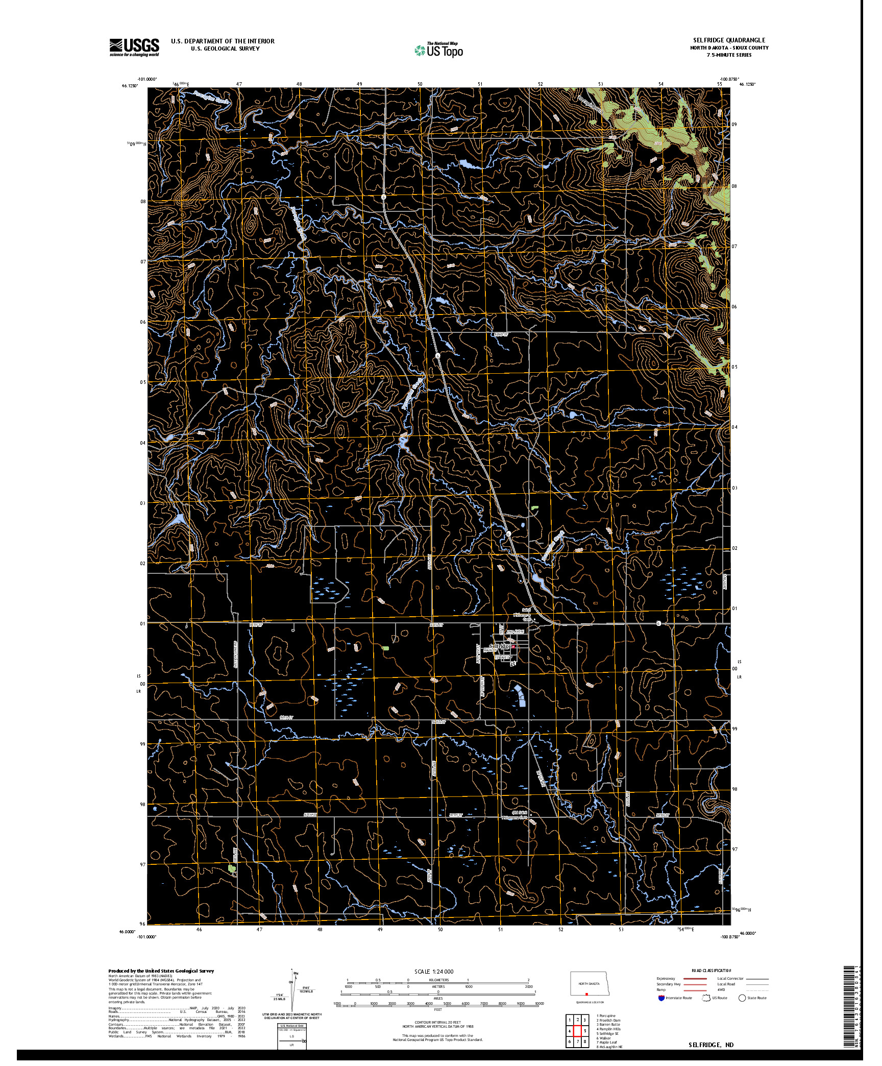 US TOPO 7.5-MINUTE MAP FOR SELFRIDGE, ND