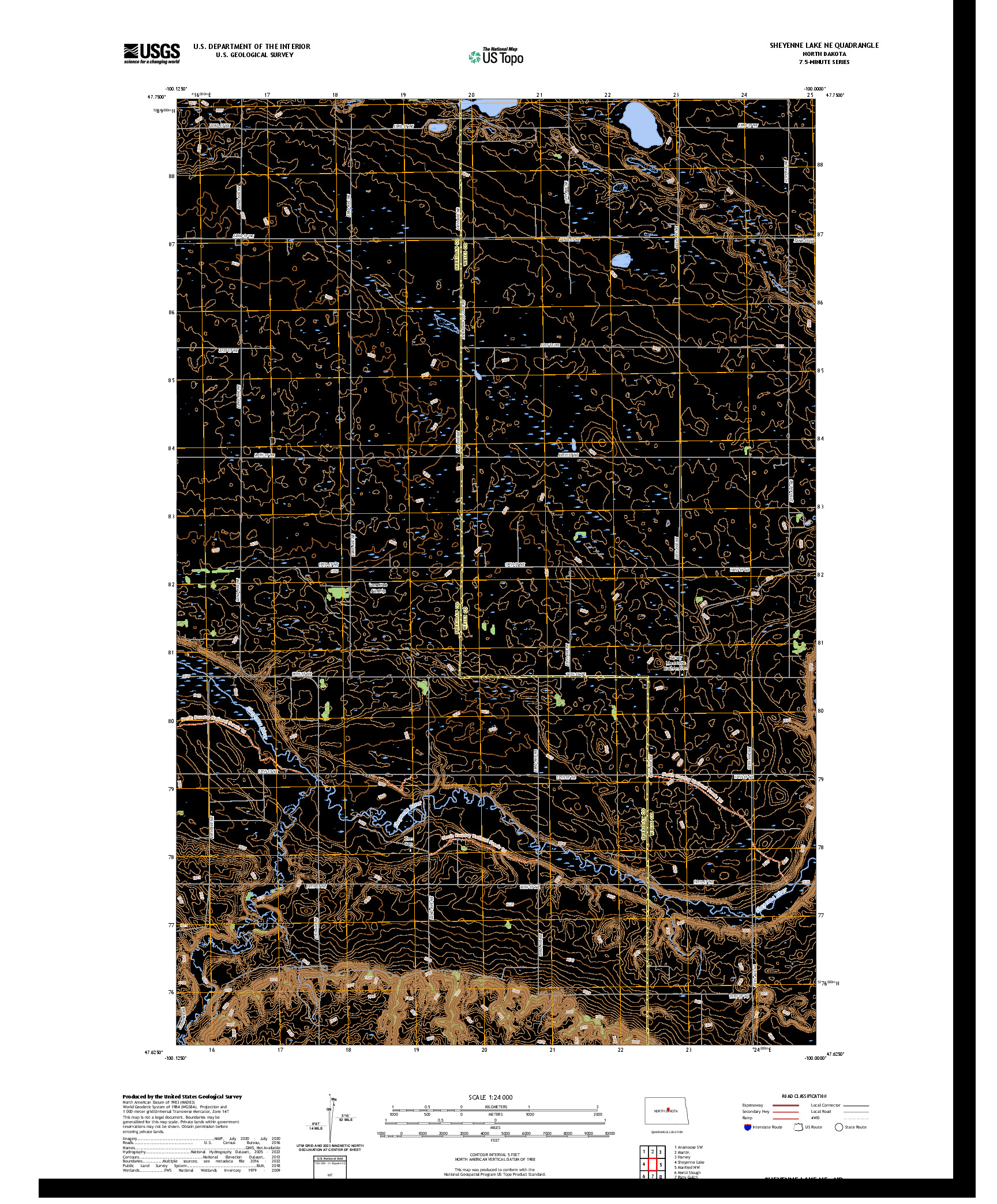 US TOPO 7.5-MINUTE MAP FOR SHEYENNE LAKE NE, ND