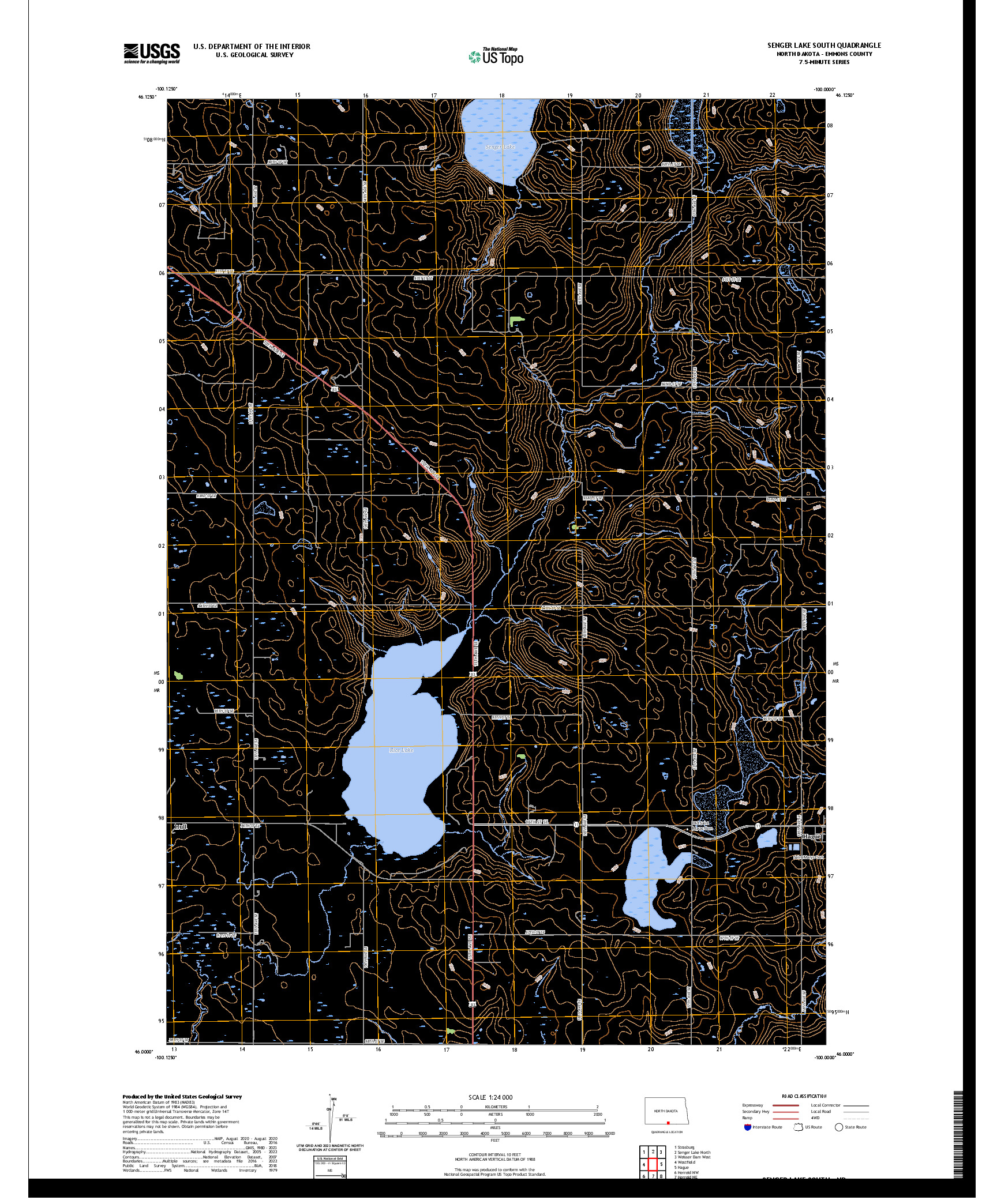 US TOPO 7.5-MINUTE MAP FOR SENGER LAKE SOUTH, ND