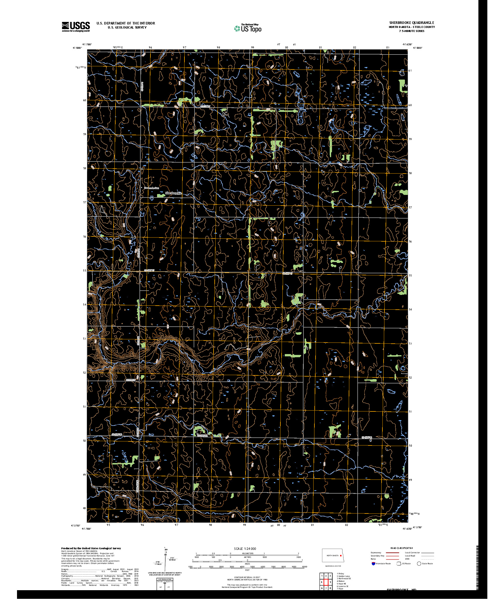 US TOPO 7.5-MINUTE MAP FOR SHERBROOKE, ND