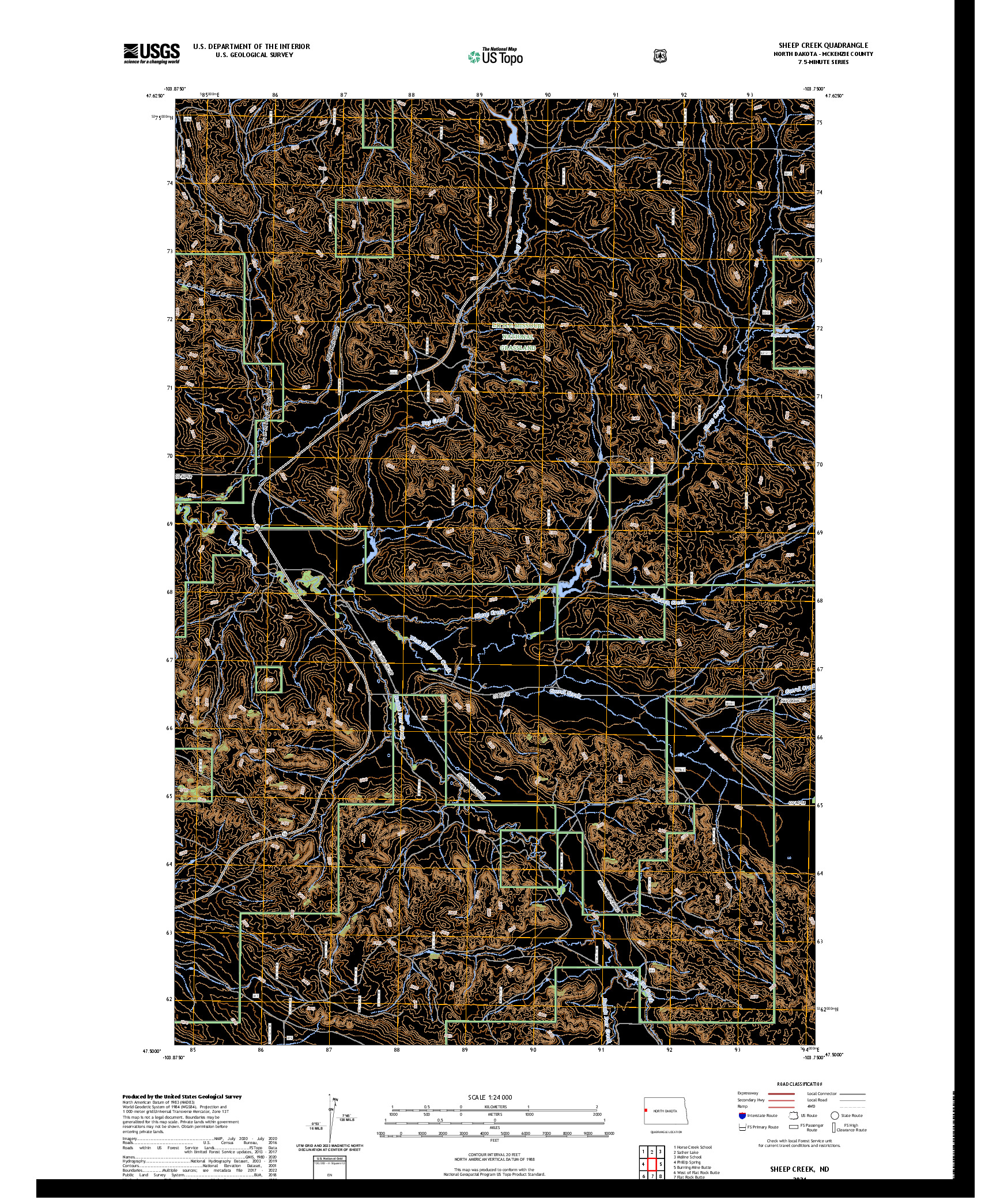 US TOPO 7.5-MINUTE MAP FOR SHEEP CREEK, ND