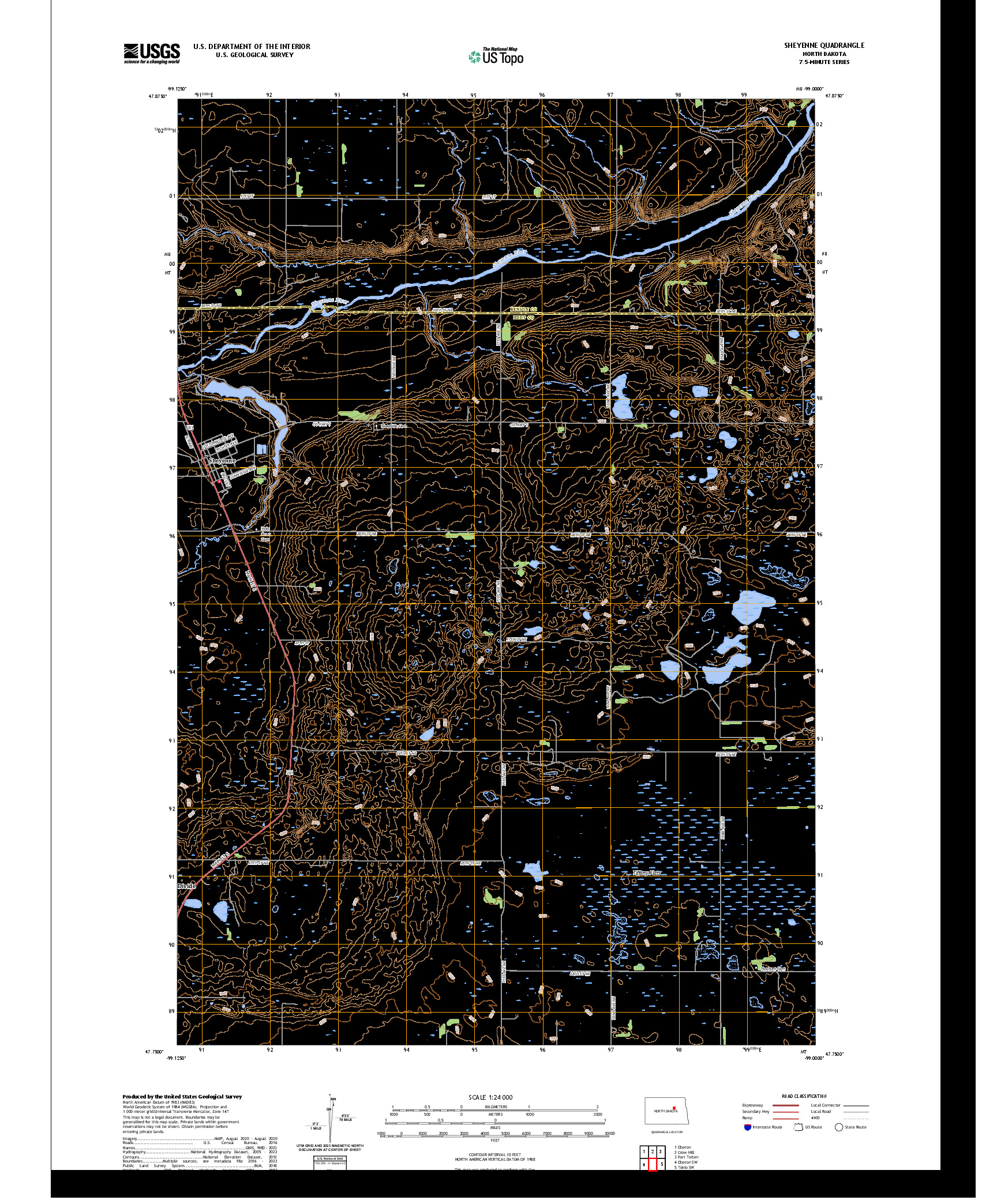 US TOPO 7.5-MINUTE MAP FOR SHEYENNE, ND