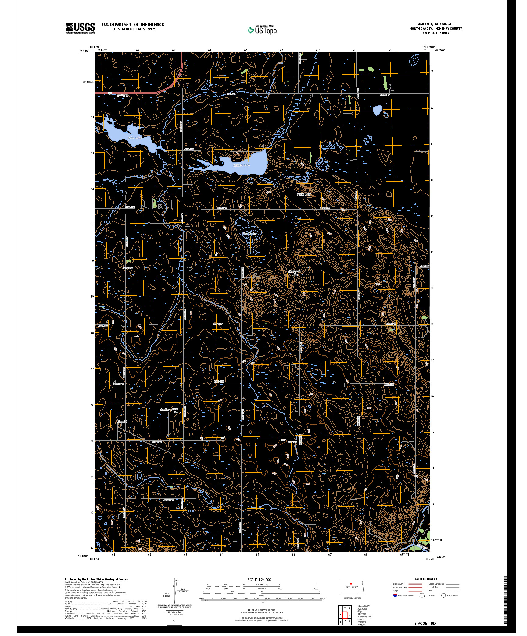 US TOPO 7.5-MINUTE MAP FOR SIMCOE, ND