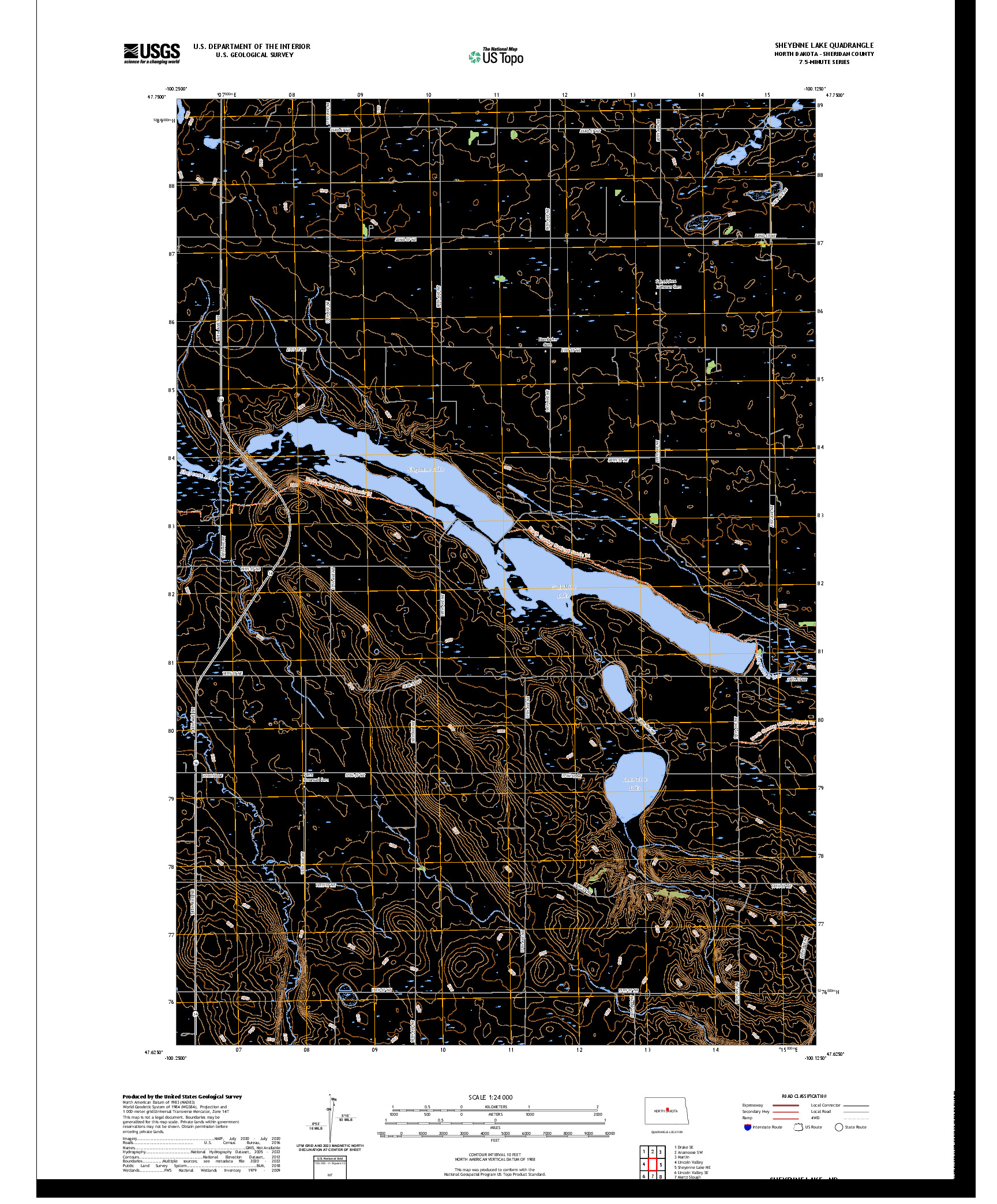 US TOPO 7.5-MINUTE MAP FOR SHEYENNE LAKE, ND