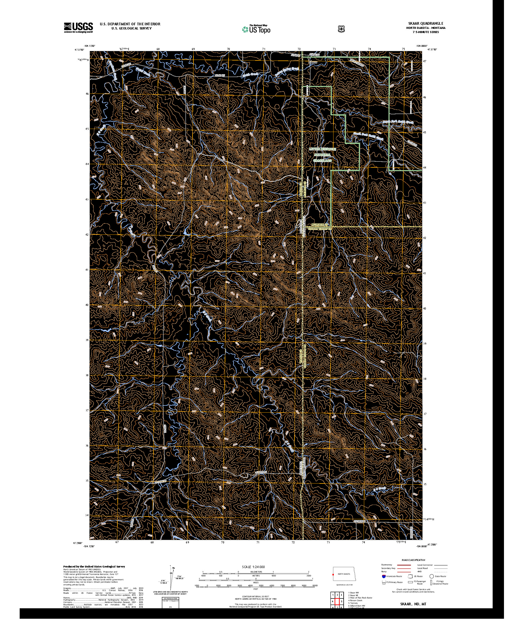 US TOPO 7.5-MINUTE MAP FOR SKAAR, ND,MT