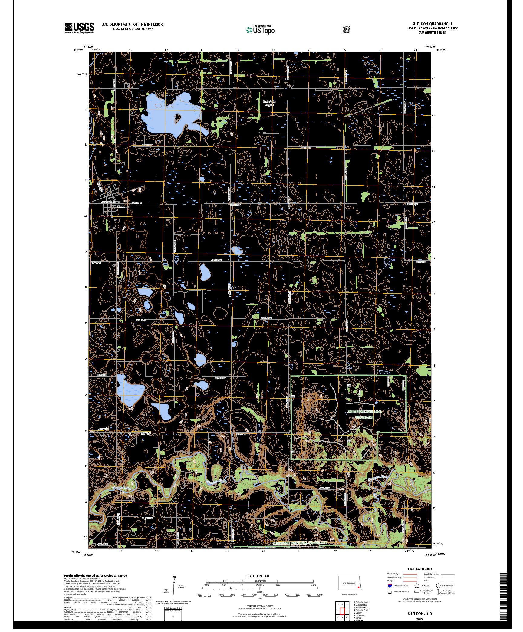US TOPO 7.5-MINUTE MAP FOR SHELDON, ND