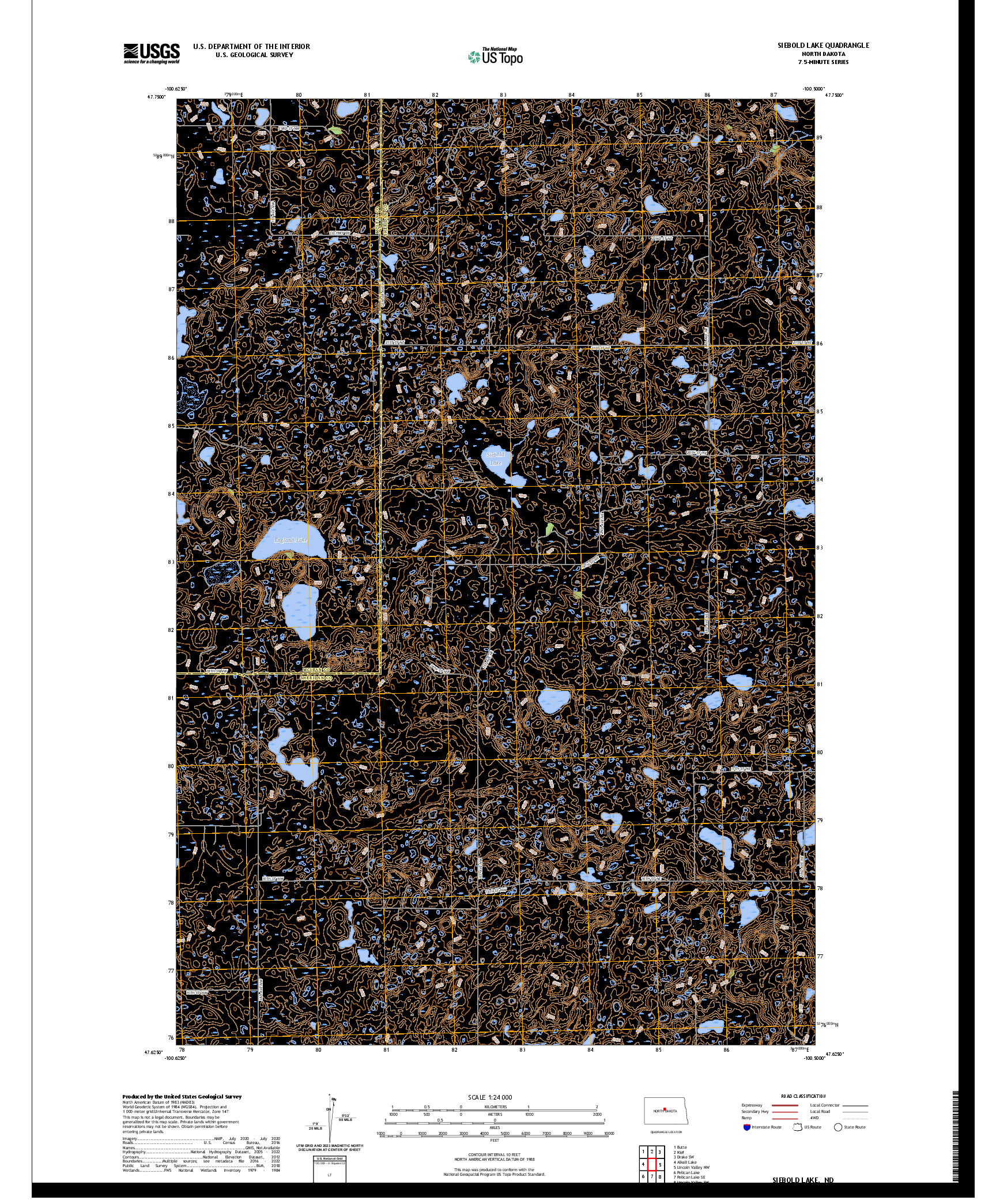 US TOPO 7.5-MINUTE MAP FOR SIEBOLD LAKE, ND
