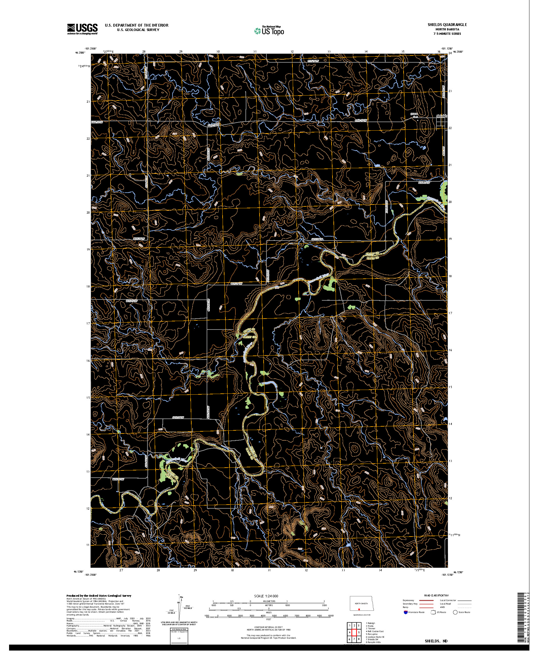 US TOPO 7.5-MINUTE MAP FOR SHIELDS, ND
